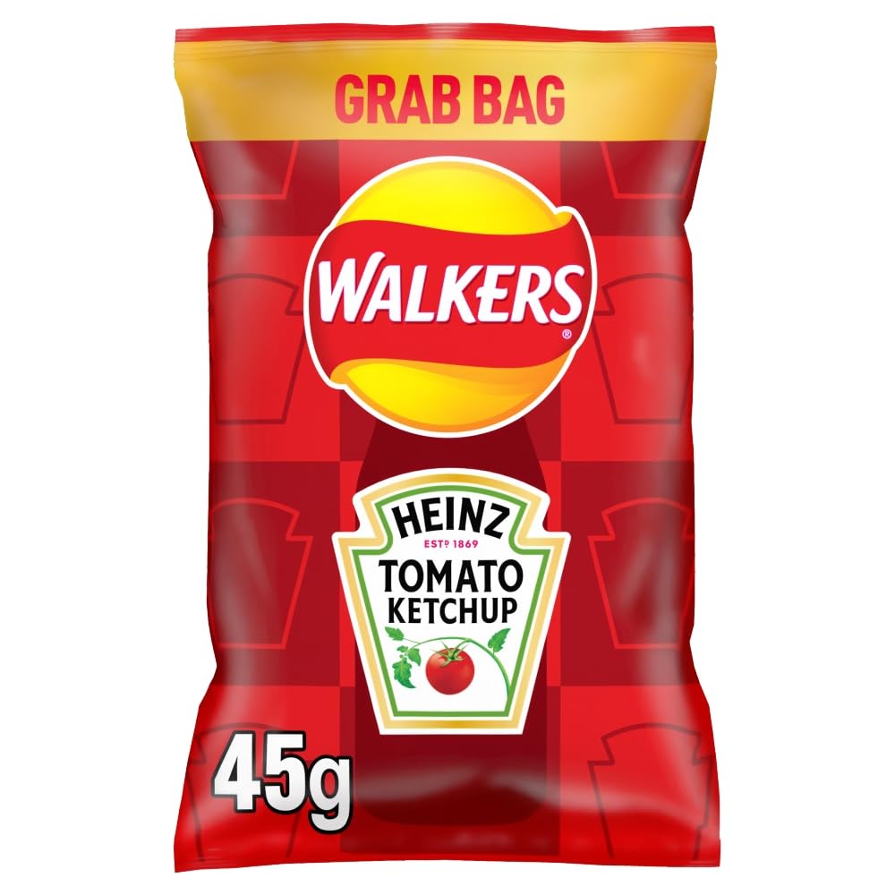 Walkers Heinz Tomato Ketchup Grab Bag Crisps 45g (Case of 32)