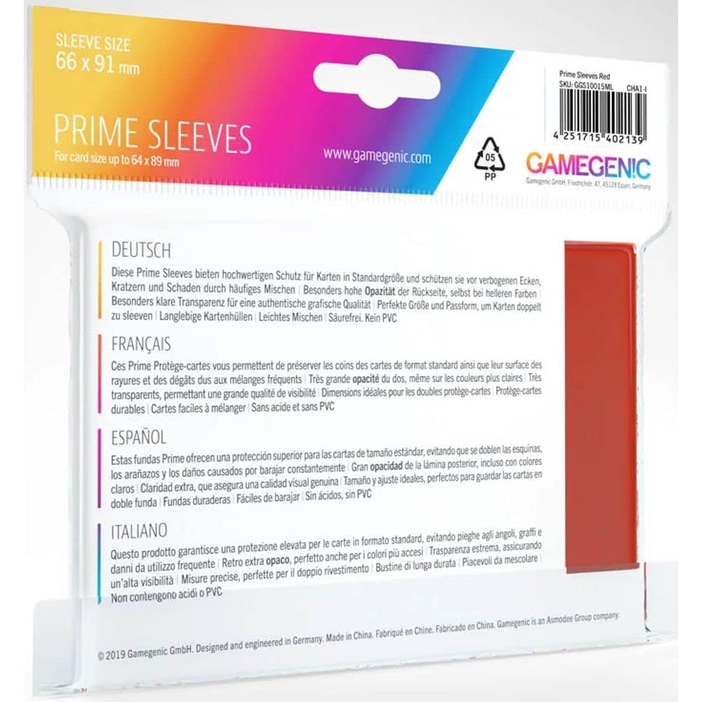 Gamegenic Prime Sleeves - Durable Protection for Trading Cards | 100 Pack | Red 2