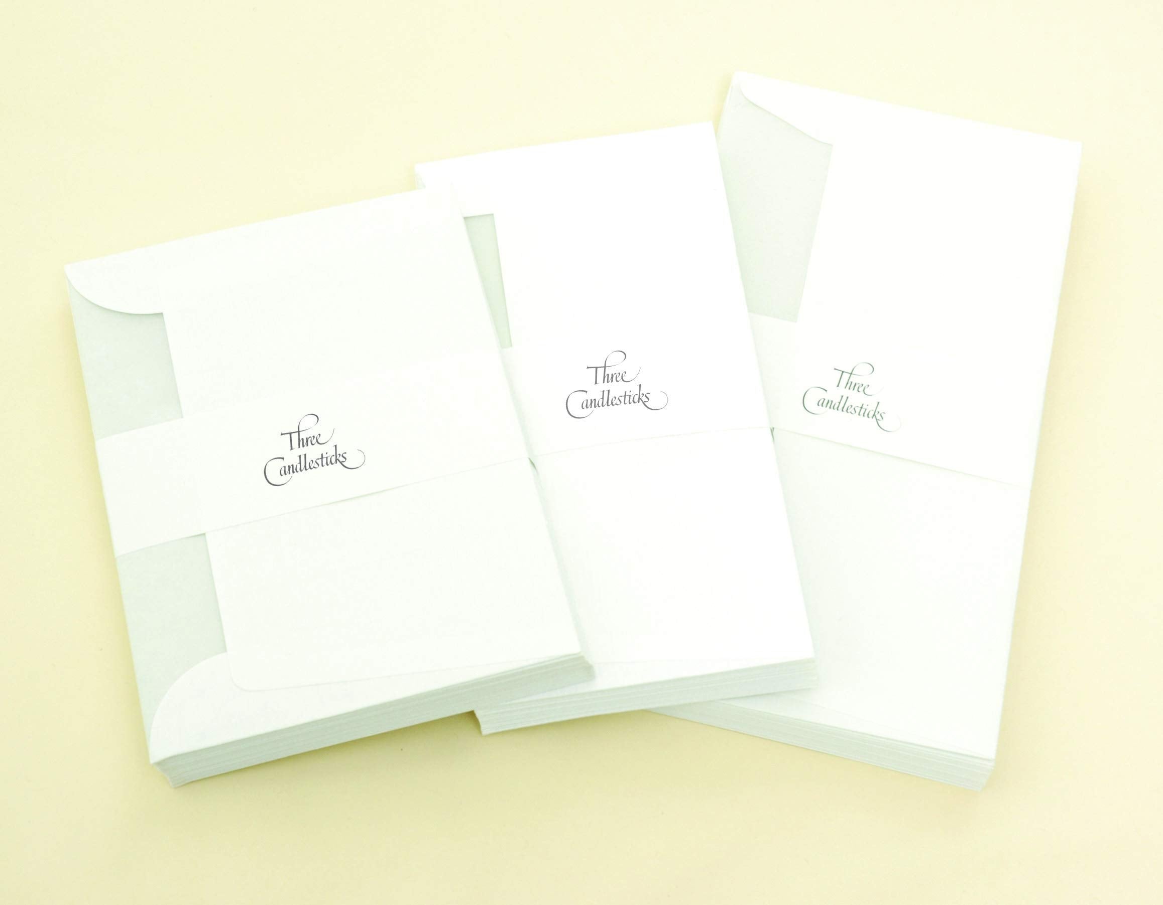 THREE CANDLESTICKS Luxury Tissue-Lined Envelopes for A5 Writing Pad | 20 Count | Cream | C6 (114 x 162mm)
