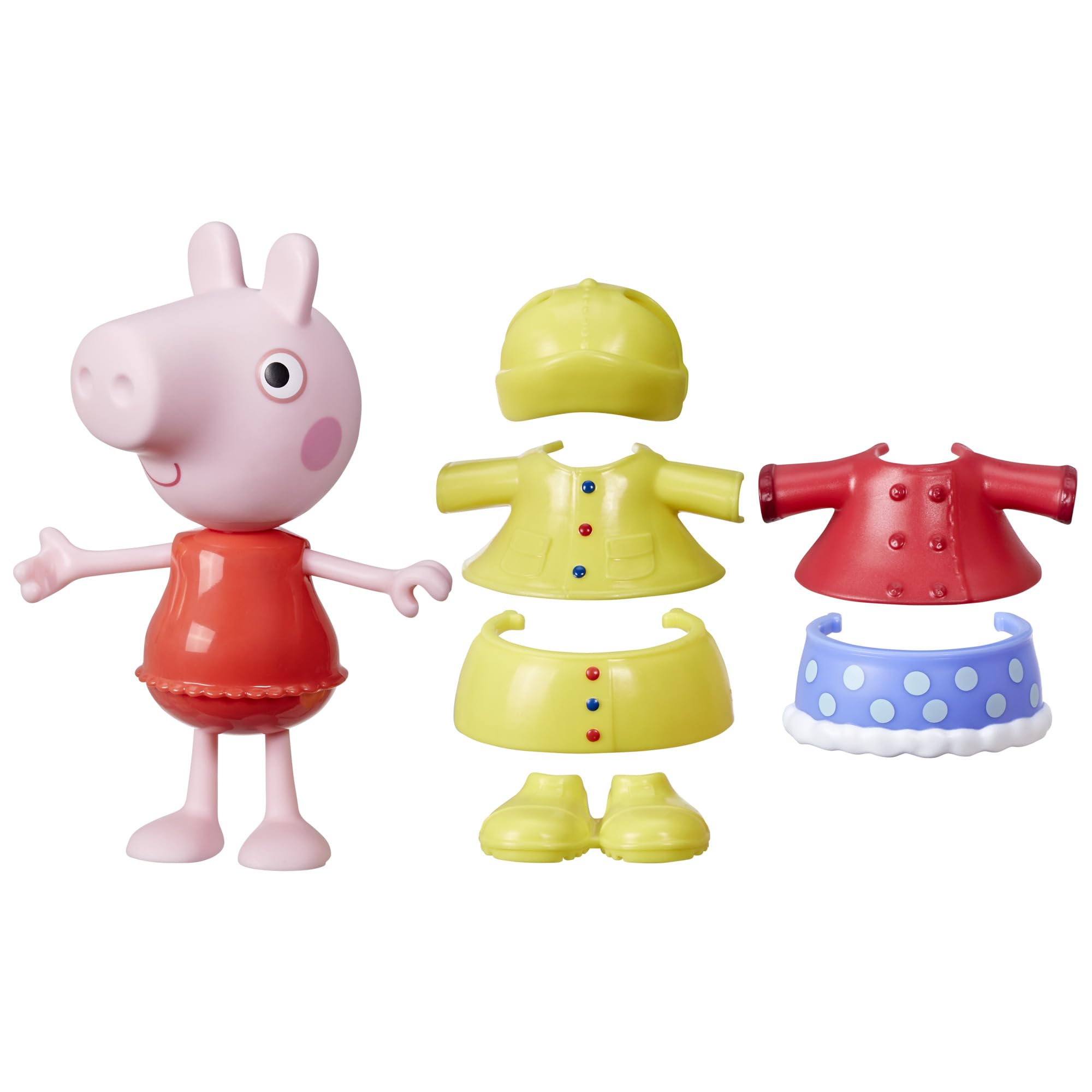 Peppa Pig Dress-Up Figure - 15 cm Doll with 6 Rain & Snow Accessories for Imaginative Play 1