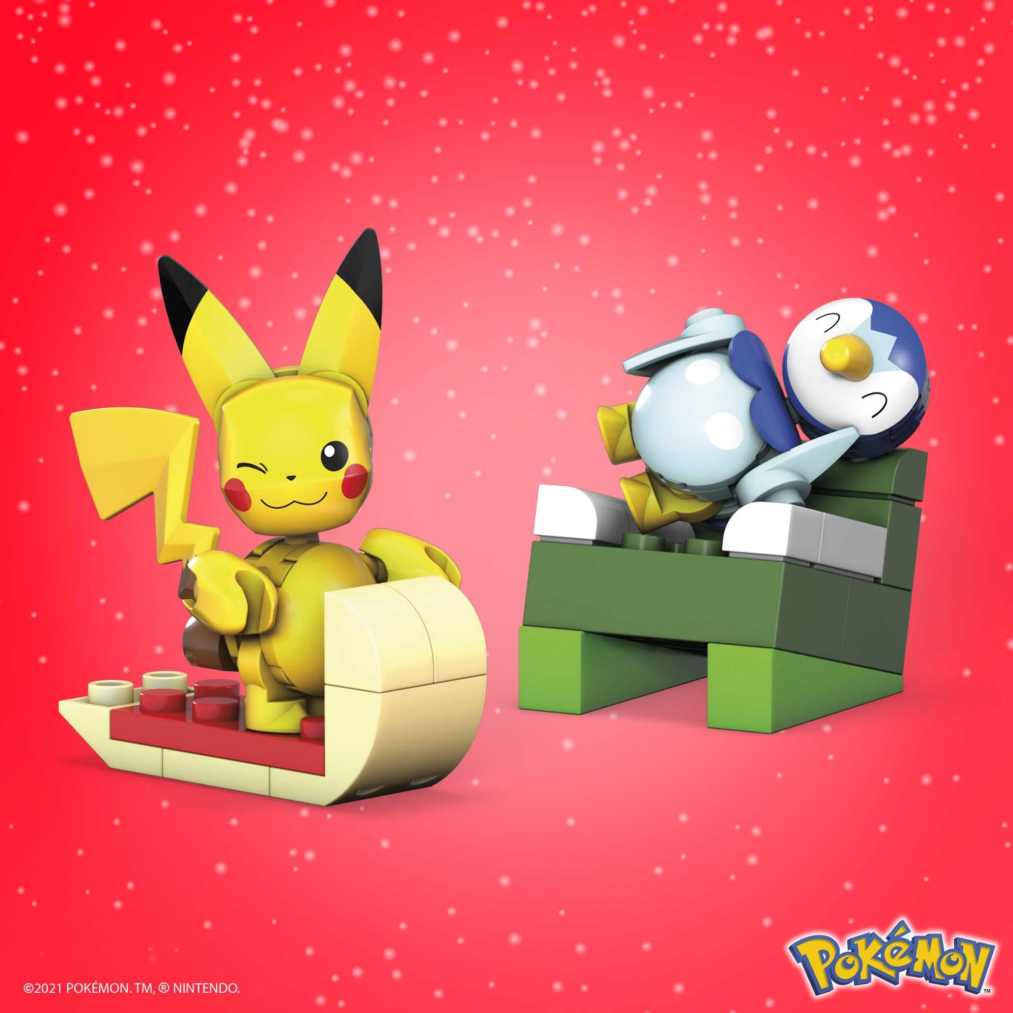 MEGA Pokémon Building Toys Set - 24-Day Holiday Calendar with 202 Pieces, Pikachu & Piplup Figures 2