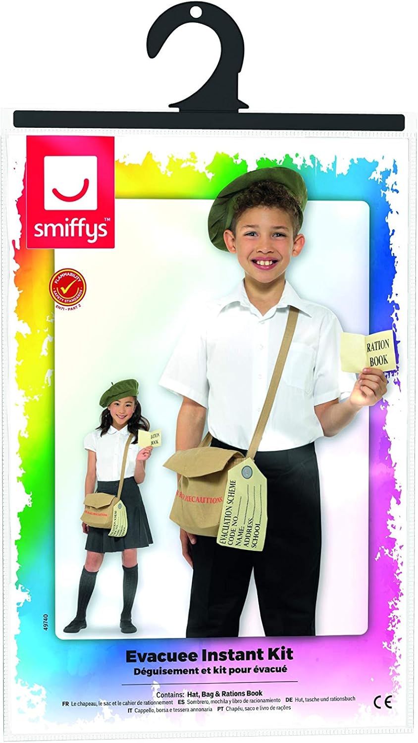 Smiffys Evacuee Instant Kit - Brown with Hat, Bag & Ration Book 2