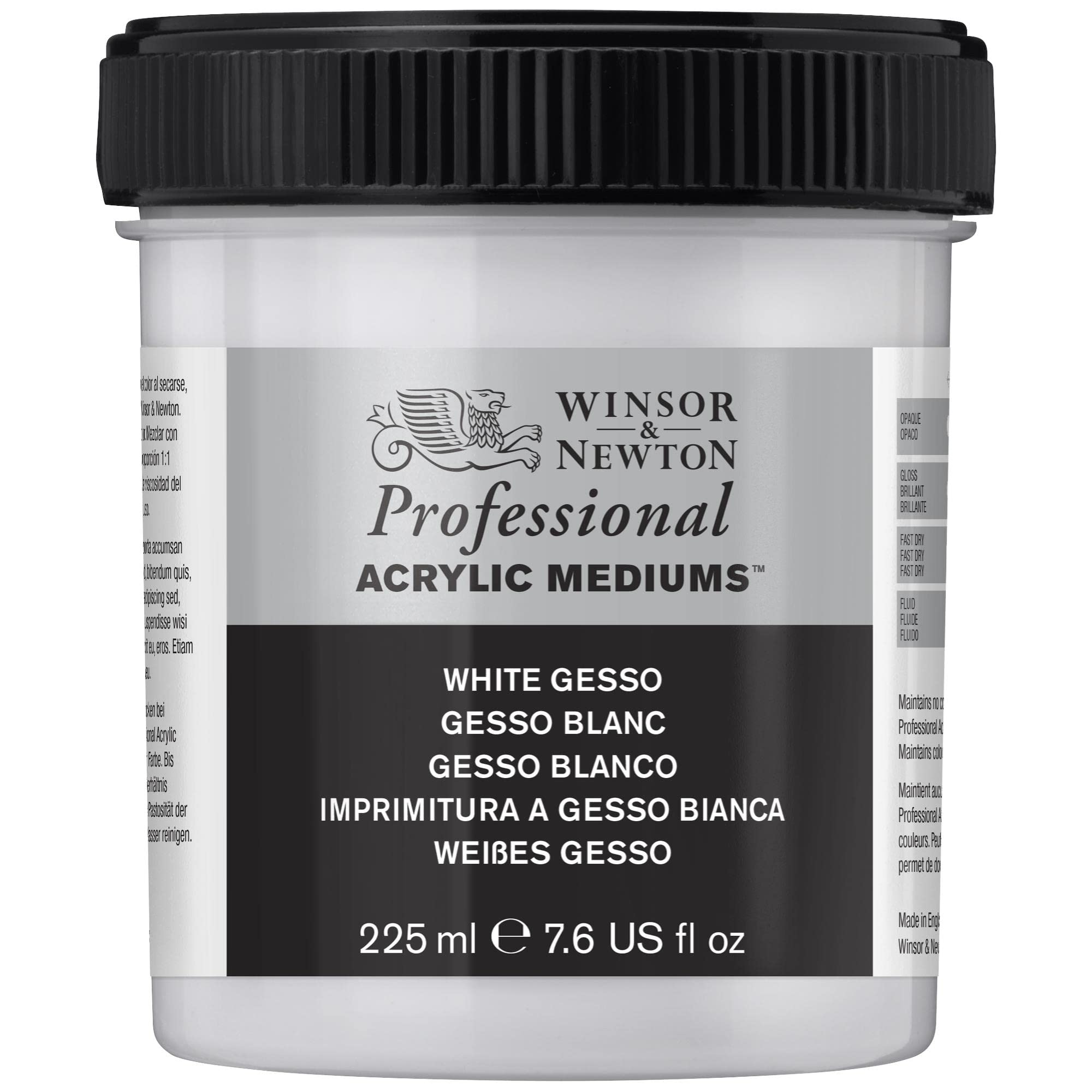 Winsor & Newton WN Acrylic White Gesso, ACFAWG237, 225 ml (Pack of 1), 3040 1