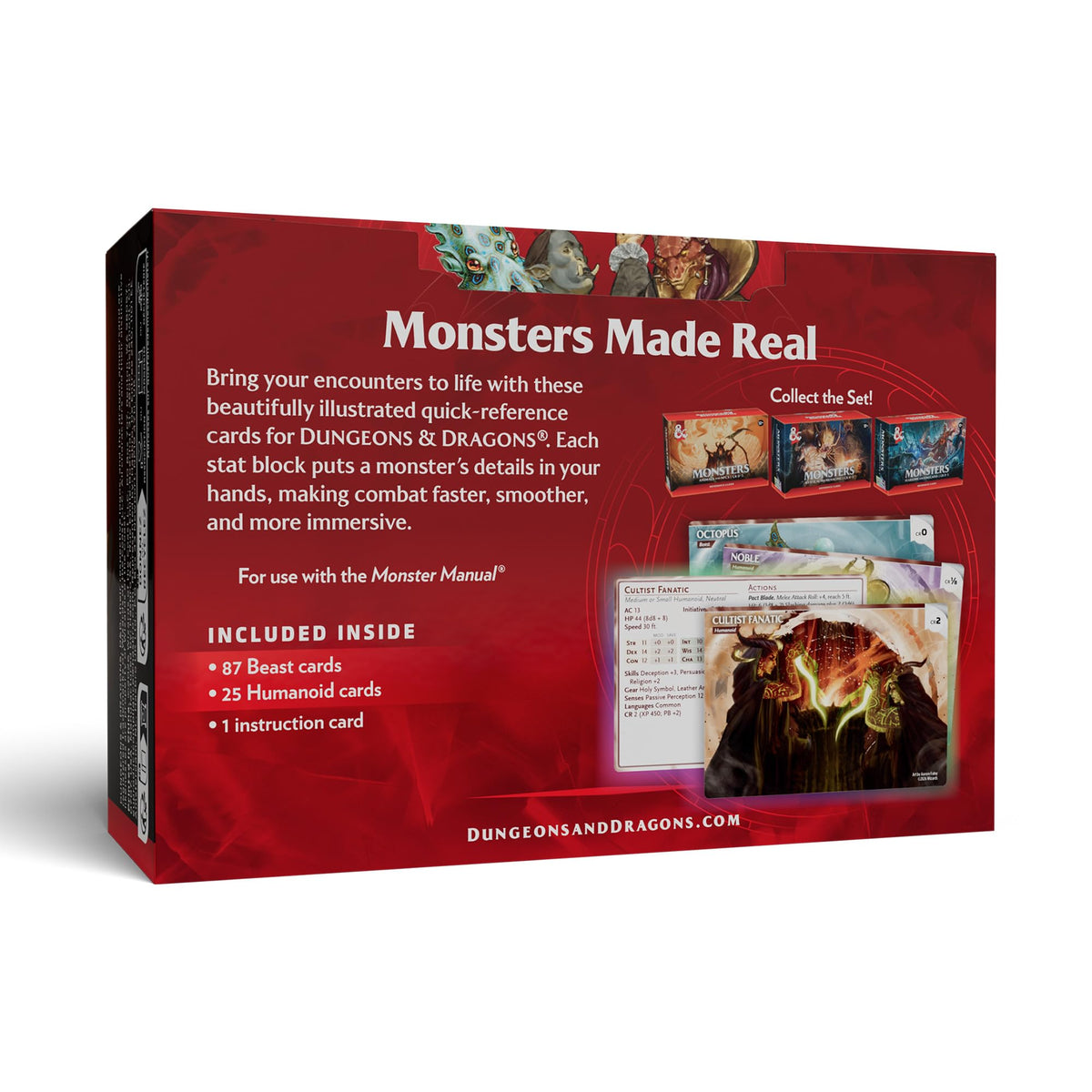 Dungeons & Dragons Reference Cards - Monsters (Animals and NPCs) | 112 Monsters, English