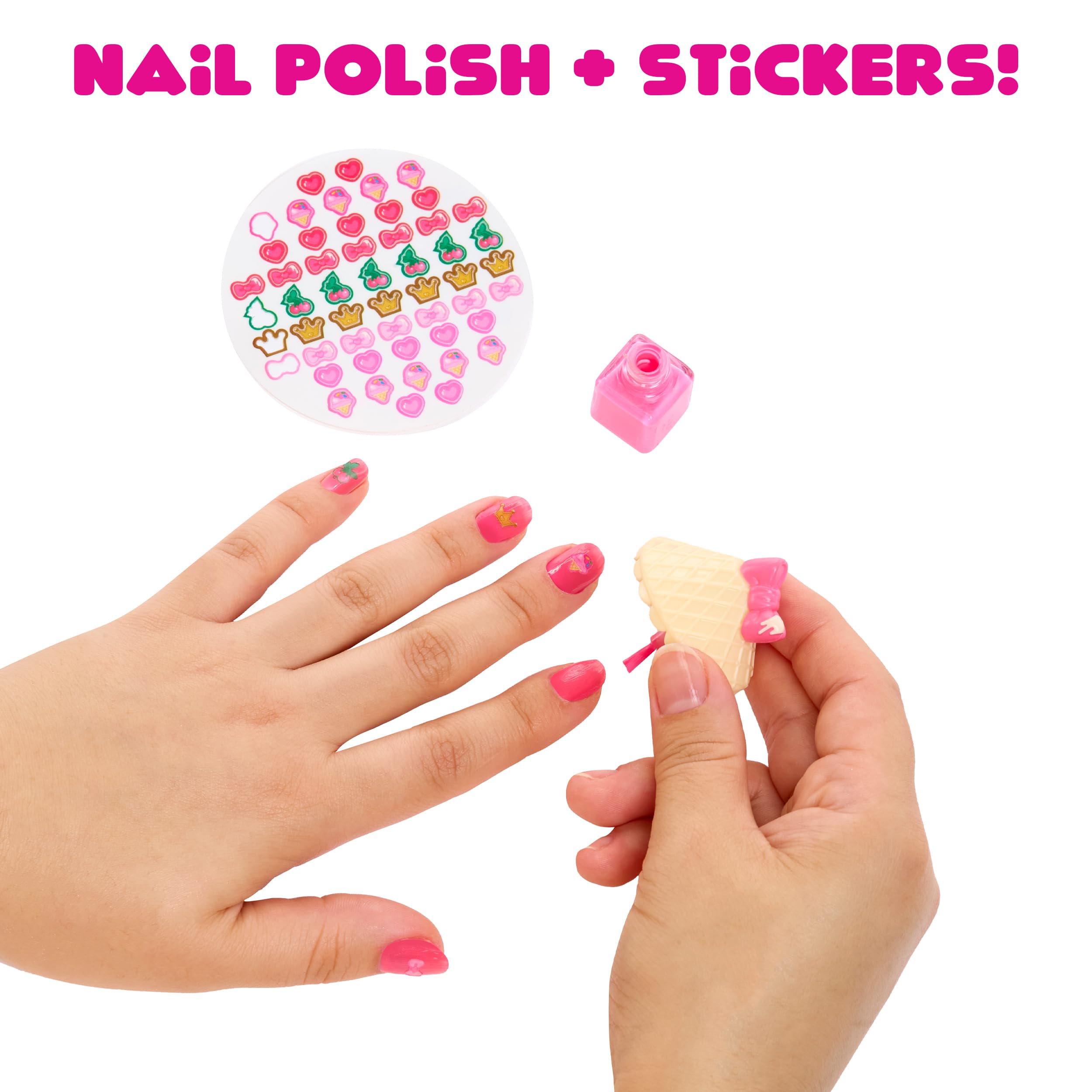 Yummiland Beauty Bag Playset - Ice Cream Cone with Bianca Bubblegum Lip Gloss Doll & Real Nail Care Accessories 2