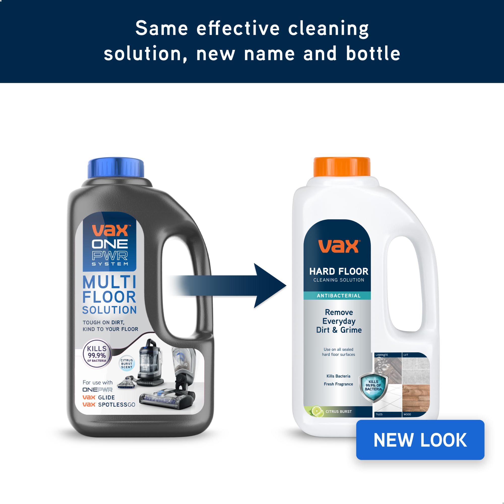 Vax Hard Floor Antibacterial Cleaning Solution - 1L Citrus Burst Scent | Kills 99.9% Bacteria