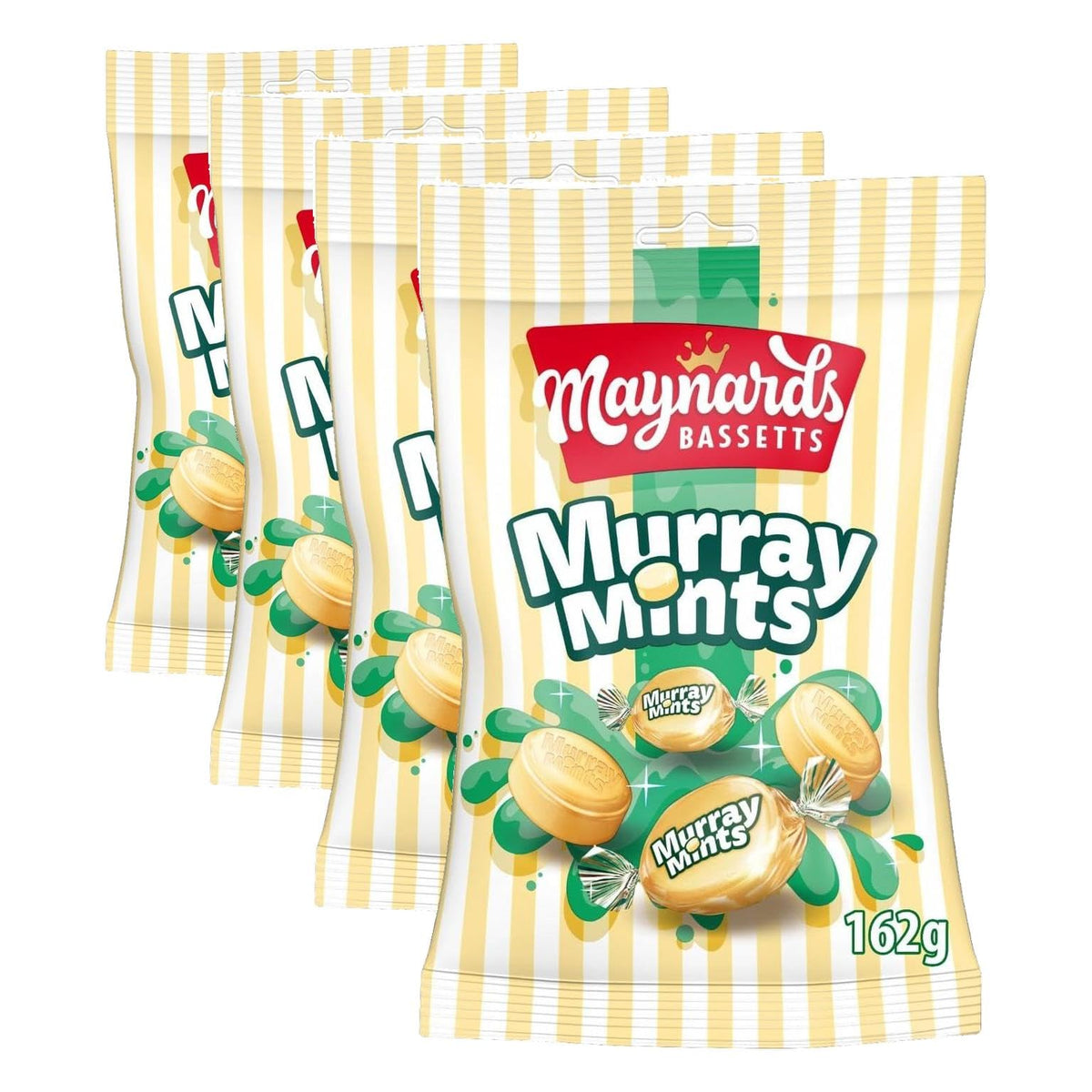 Maynards Bassetts Murray Mints Sweets - Creamy Mint Flavour, 4 x 162 g