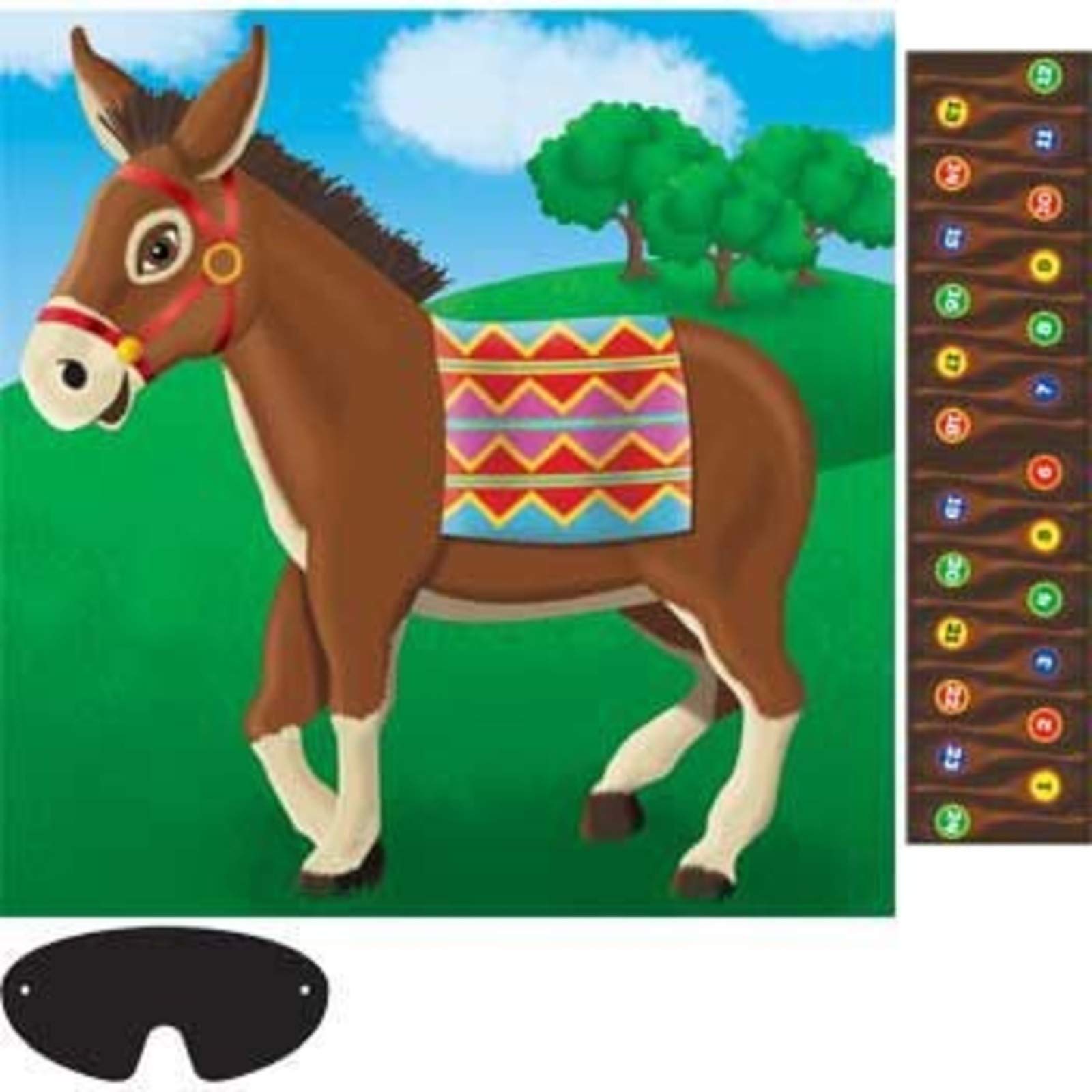 amscan 4976 Donkey Tail Party Game - Classic Pin the Tail on the Donkey Game with 24 Tails & Blindfold 4