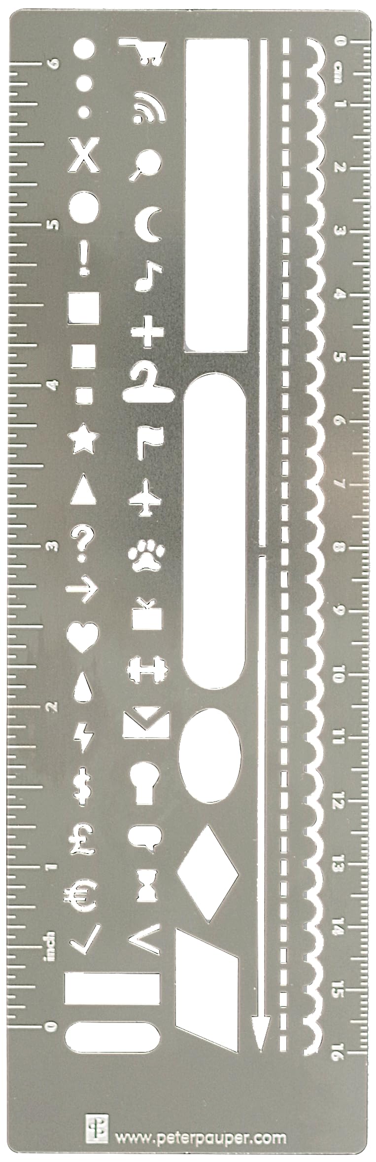 Peter Pauper Press Metal Stencil Bookmark - Silver | 181x64x3mm | Multipurpose Tool 1