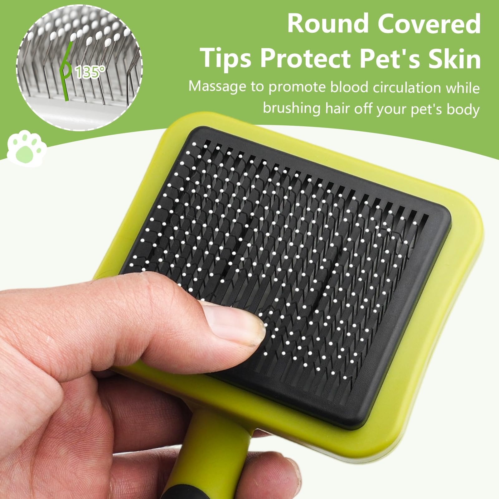 JADUFHU Self-Cleaning Slicker Pet Brush - Undercoat Removal | Stainless Steel Pins | Ergonomic Handle 3