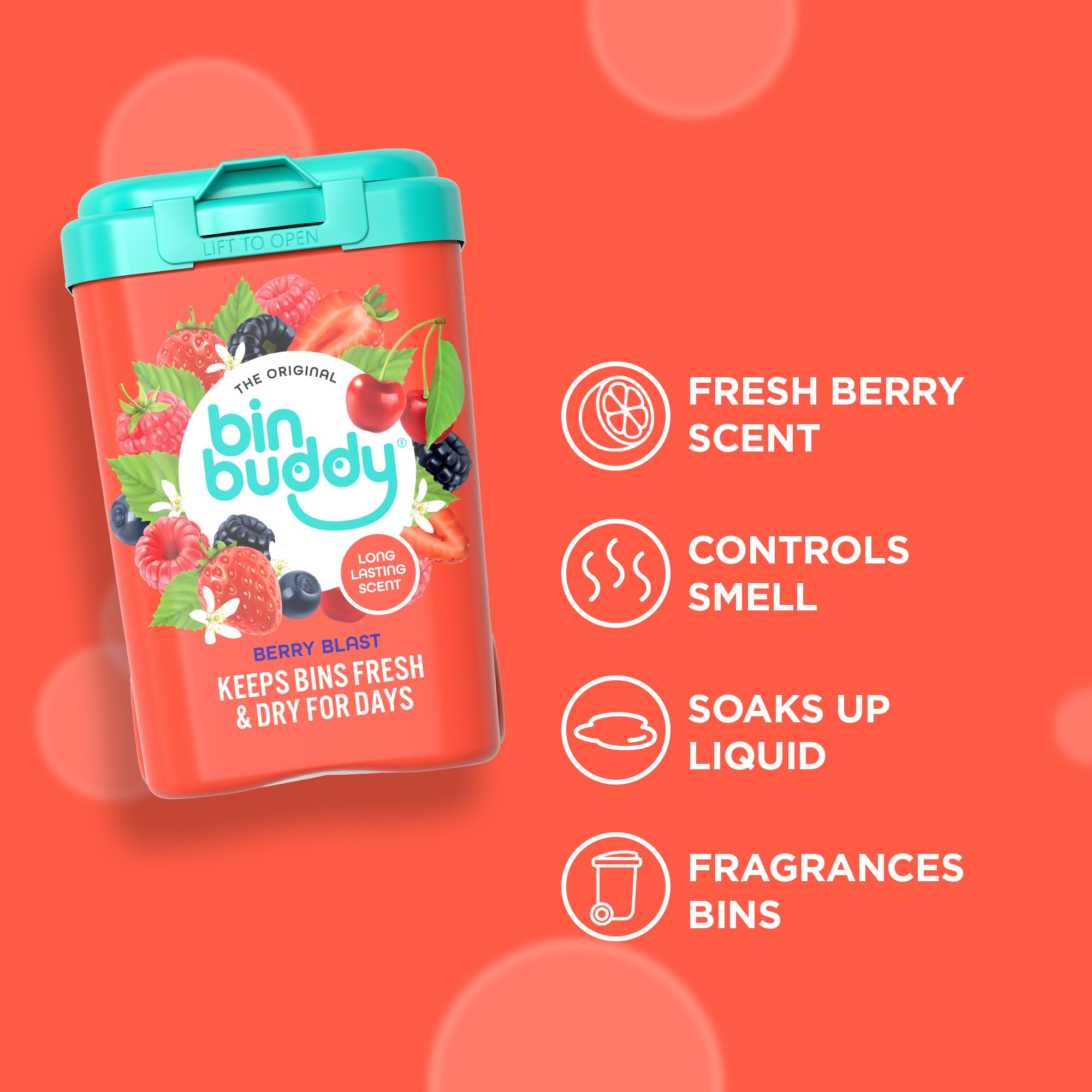 Bin Buddy Berry Blast Bin Freshener Deodoriser Powder - Pack of 2 x 450g 3