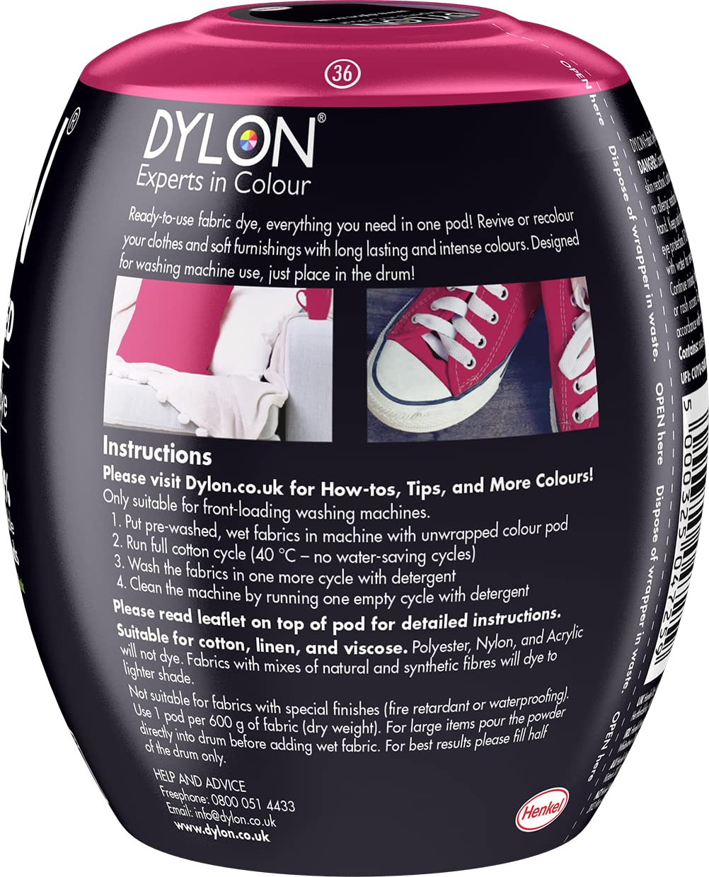Dylon Washing Machine Fabric Dye Pod - Tulip Red | 350g | For Cotton, Linen & Viscose 2