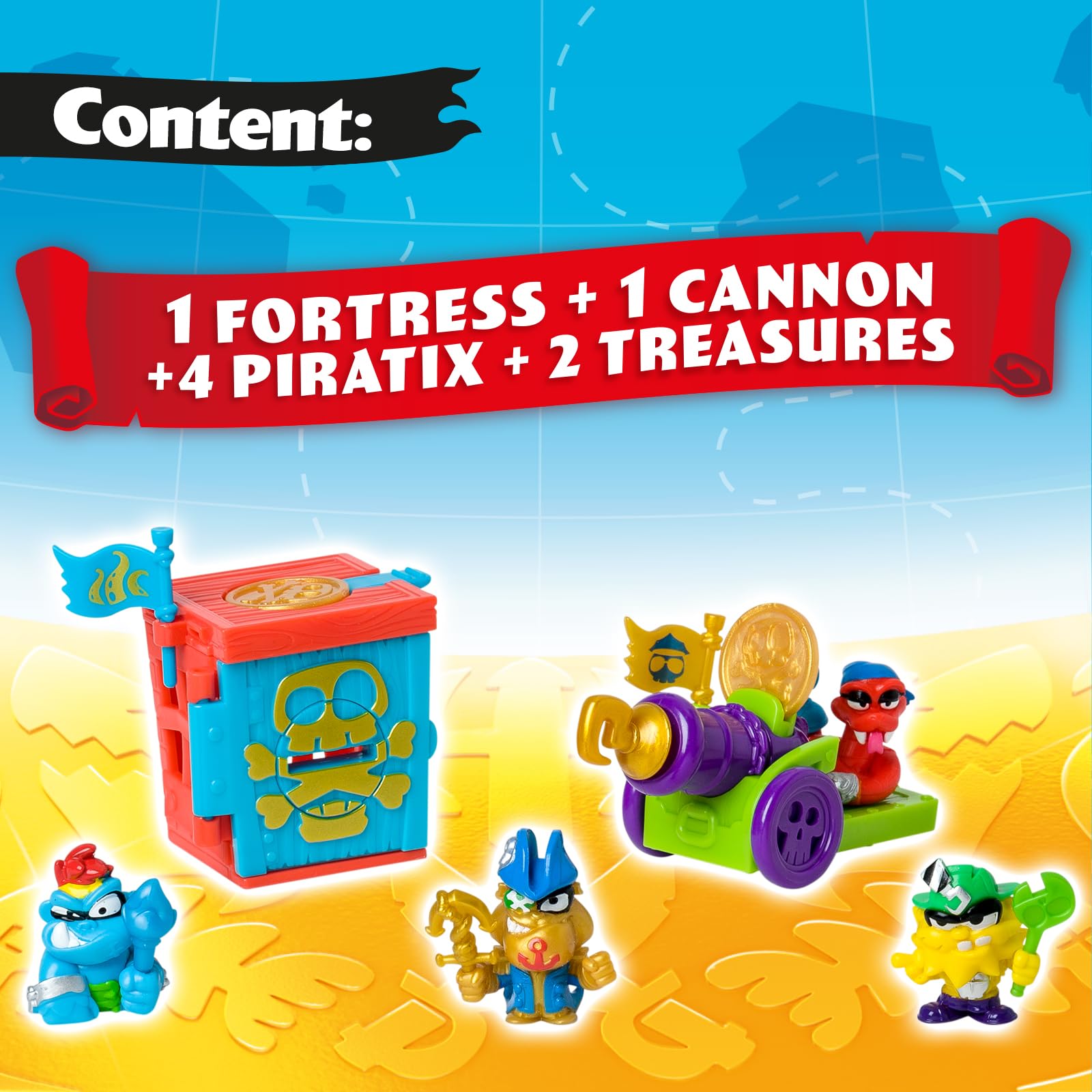 PIRATIX Golden Treasure Series – Captain Bones Captain Pack with 4 Piratix Figures 2