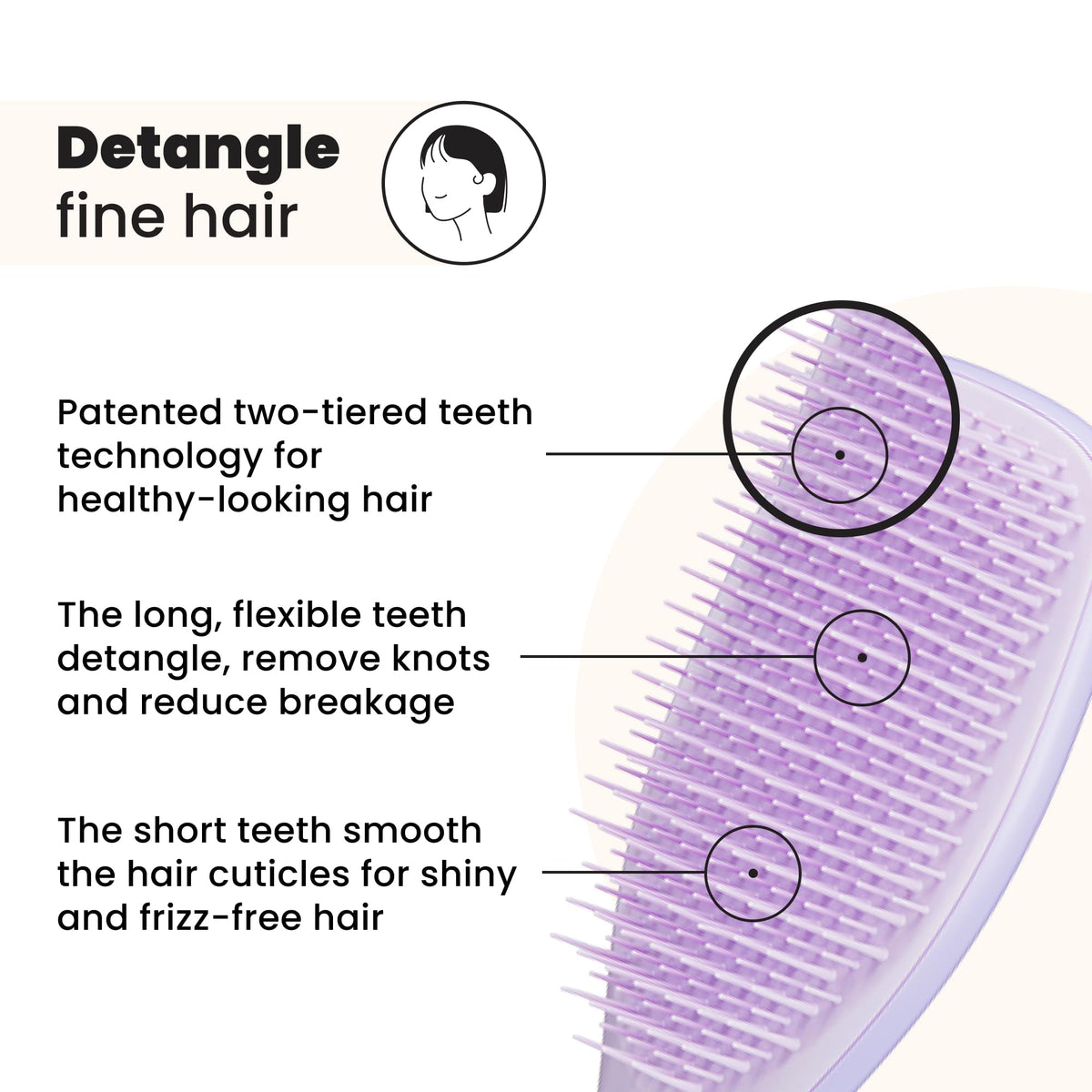 Tangle Teezer Fine & Fragile Detangling Hairbrush - Gentle Detangling for Fine, Thin, Coloured Hair | Hypnotic Heather