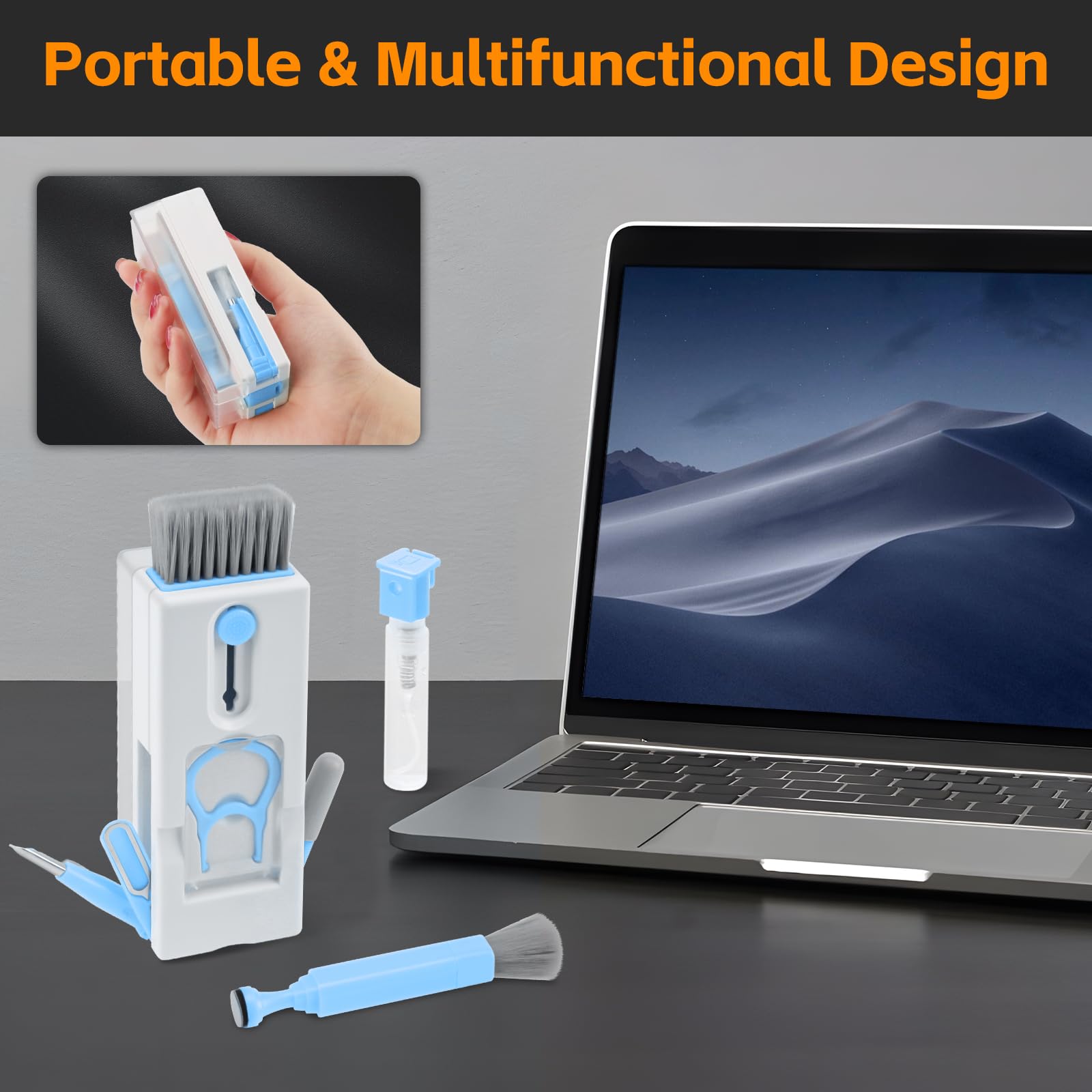 Alyvisun 11 in 1 Laptop Cleaning Kit - Multifunctional Keyboard Cleaner Brush & Keycap Puller | Blue