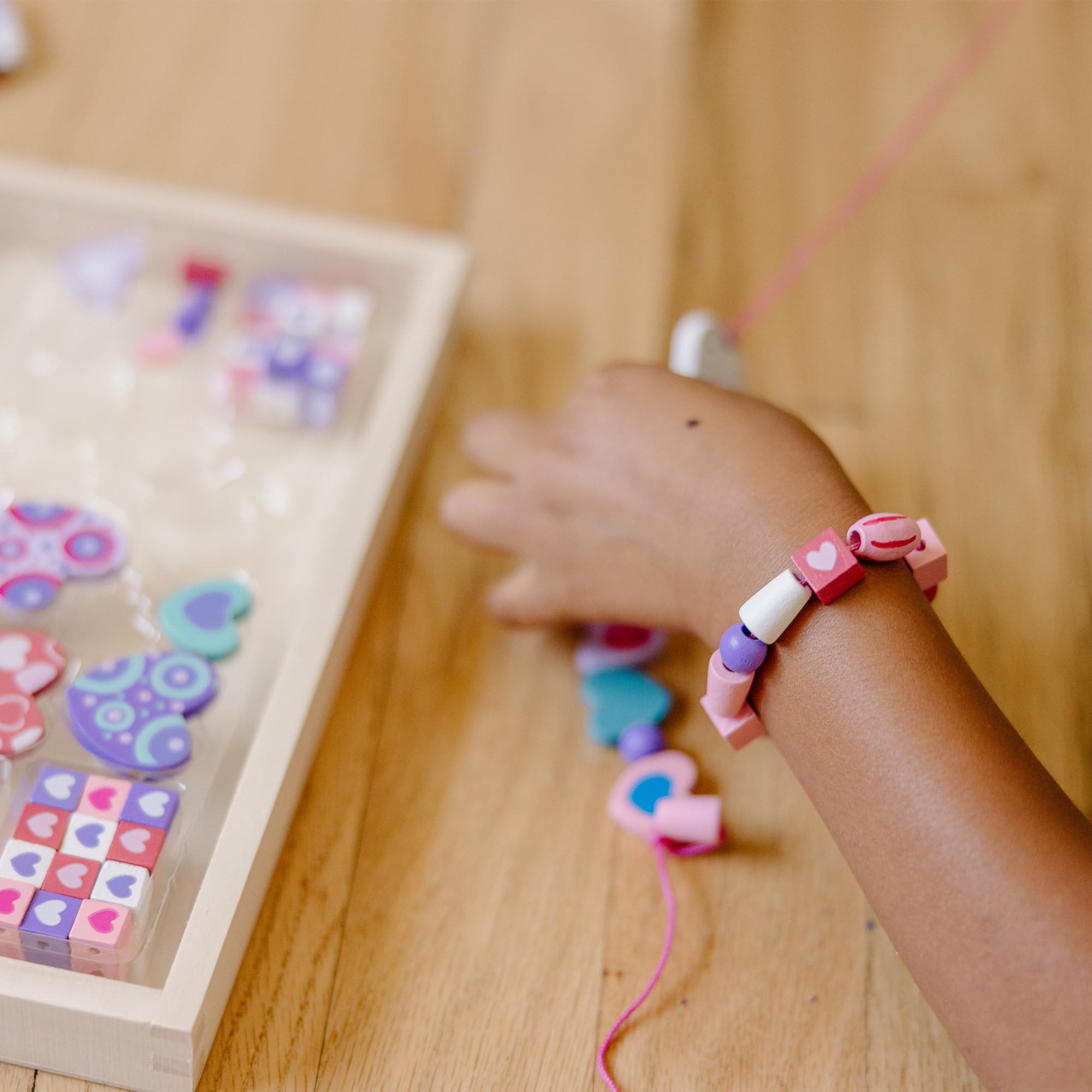Melissa & Doug Sweet Hearts Bead Set - Wooden Jewellery Making Kit for Ages 4+ | 120 Beads 5