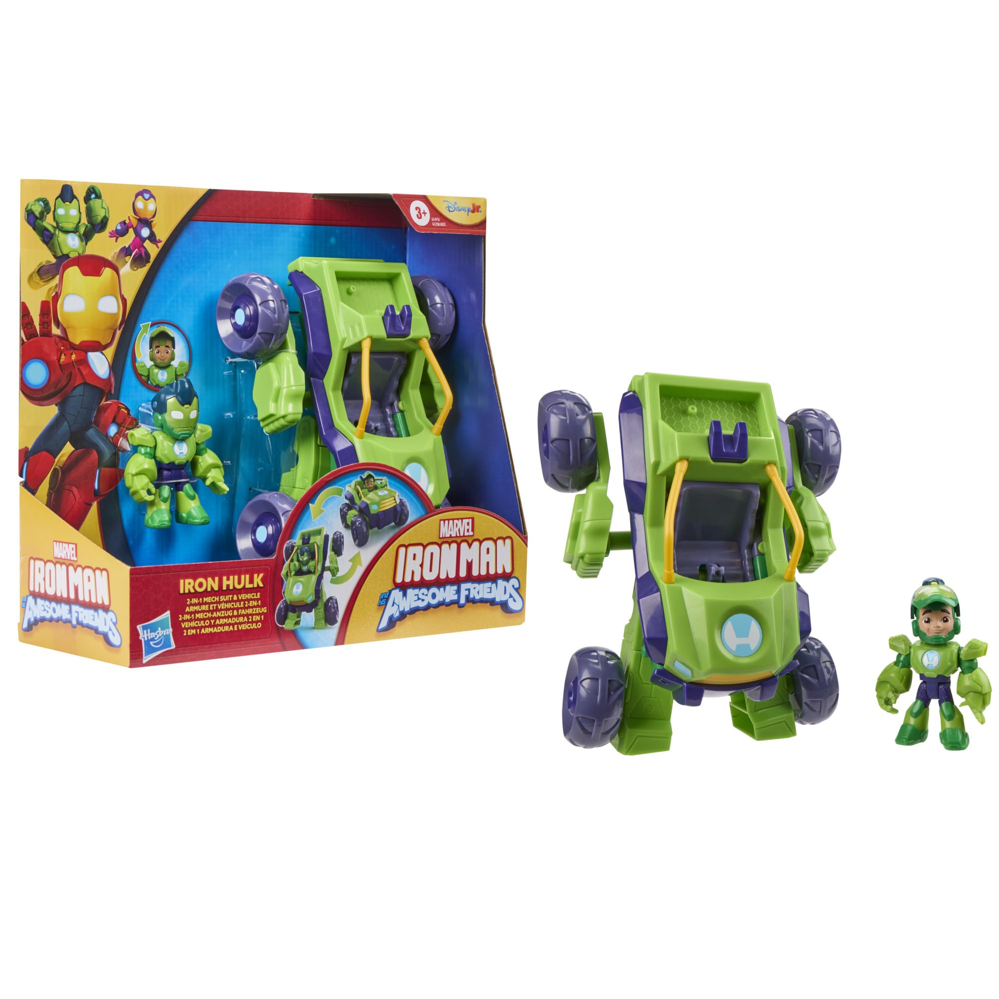 Marvel Iron Hulk 2-in-1 Mech Suit & Vehicle Toy - Ages 3+ 1