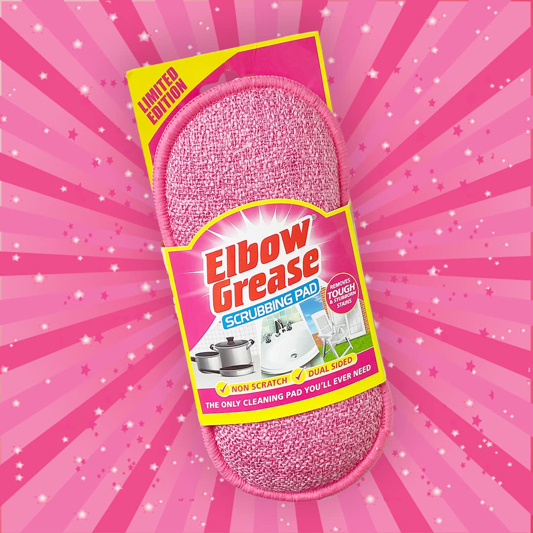 Elbow Grease Pink Scrubbing Pad - Dual Sided, Non-Scratch, Reusable (1 Pack)