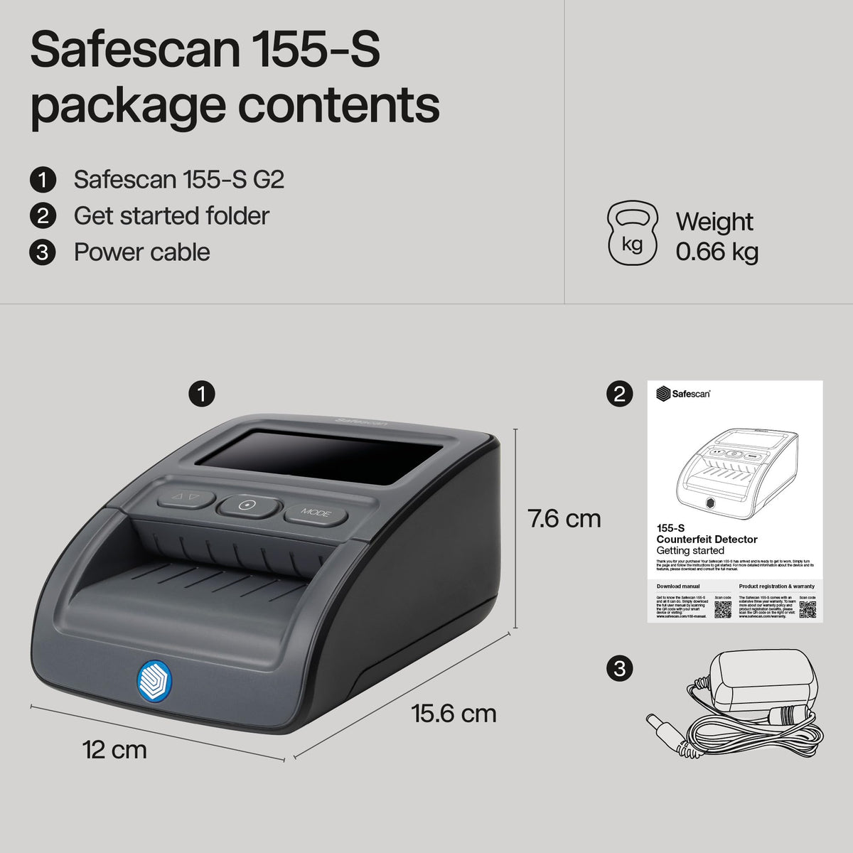 Safescan 155-S Note Counter - Verifies GBP, EUR, SCT, NIR | Compact POS Design | Black 6