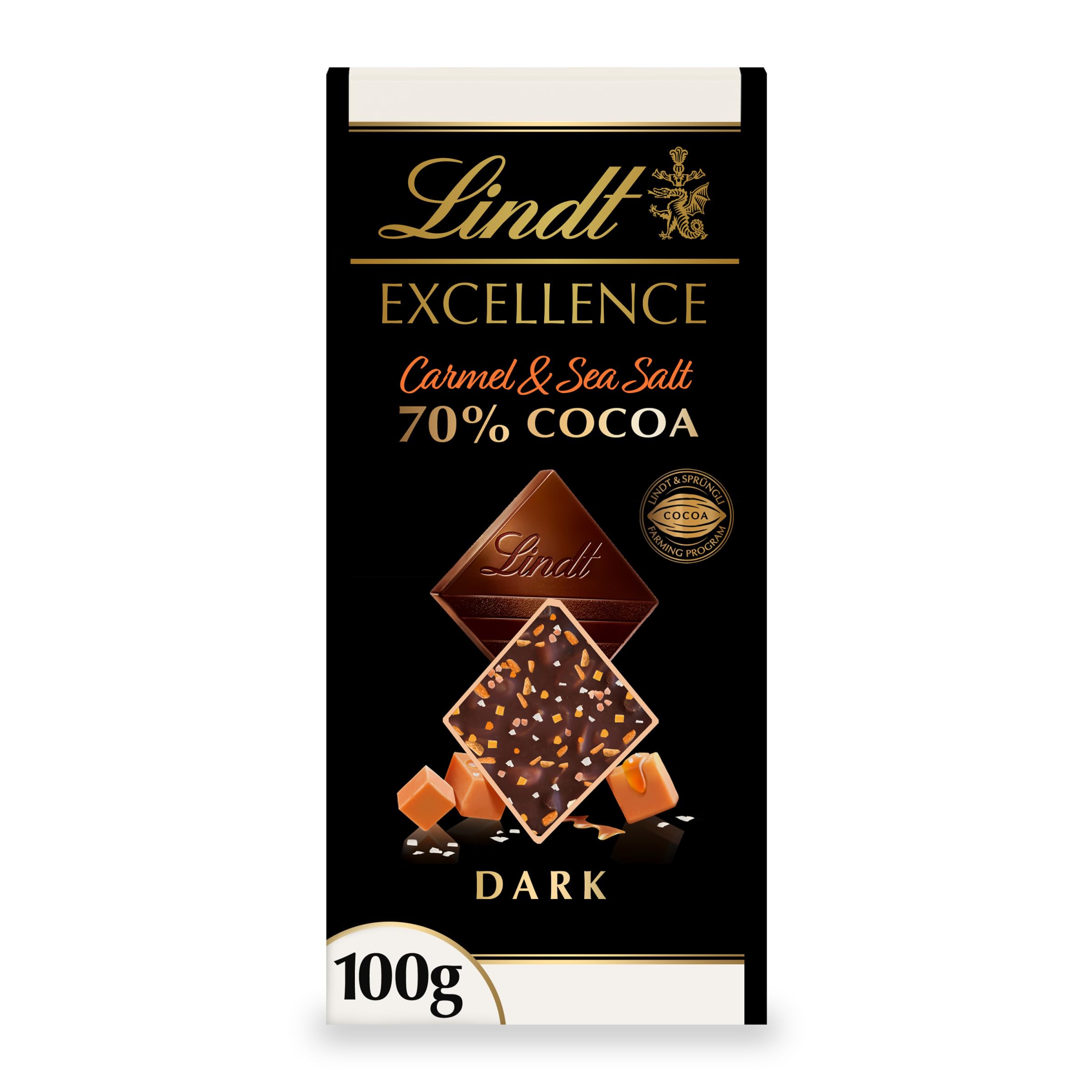 Lindt Excellence Passion Caramel and Sea Salt Dark Chocolate Bar 100g 1