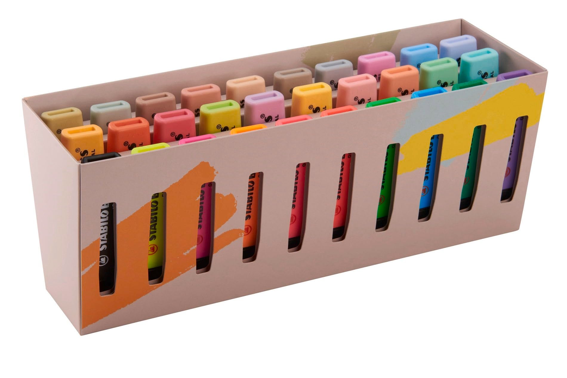 STABILO BOSS ORIGINAL Highlighter - Deskset of 30 with 9 Neon Colours | 2mm & 5mm Line Widths