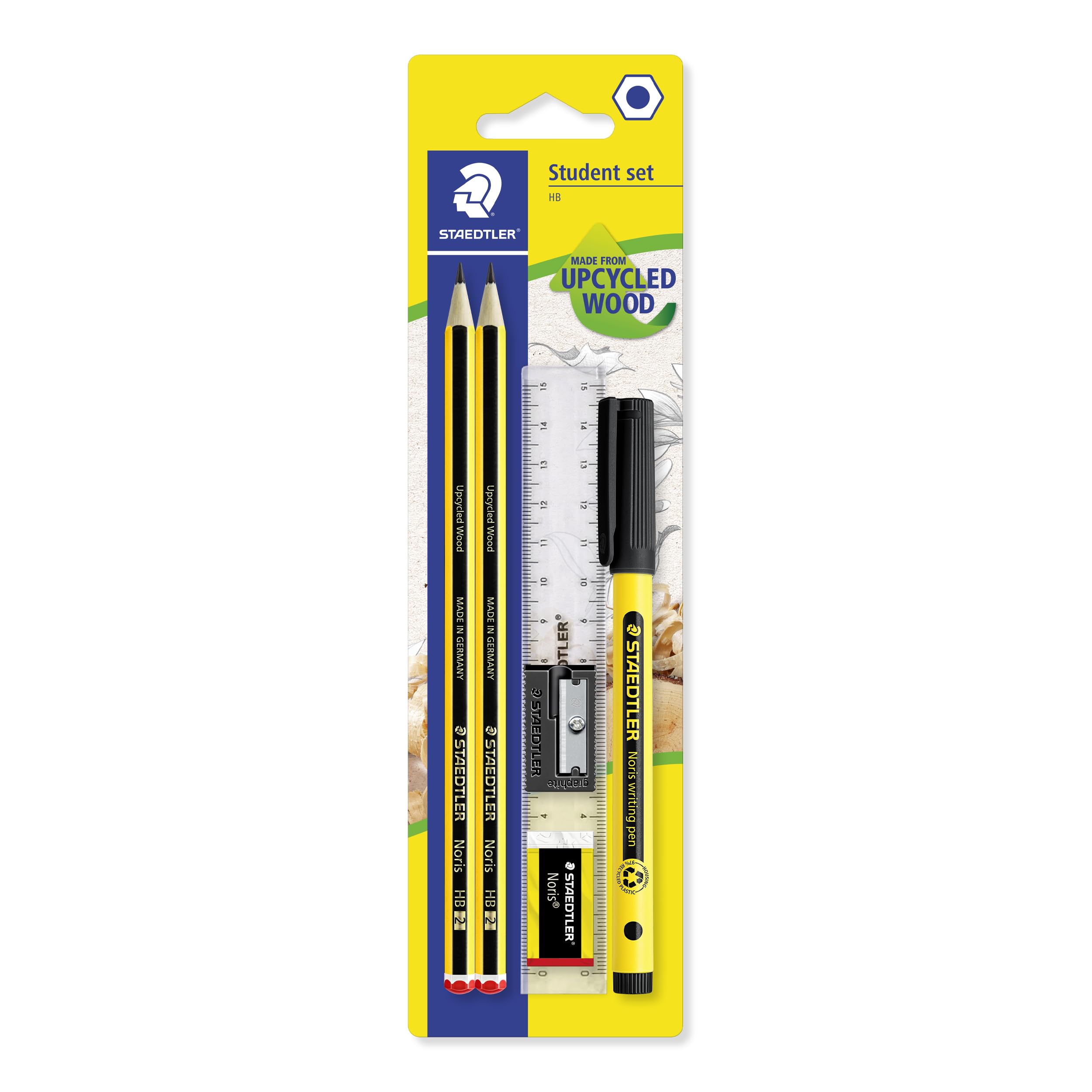 STAEDTLER Noris Student Set - HB Drawing Pencils, Ruler, Eraser & Sharpener | Eco Friendly
