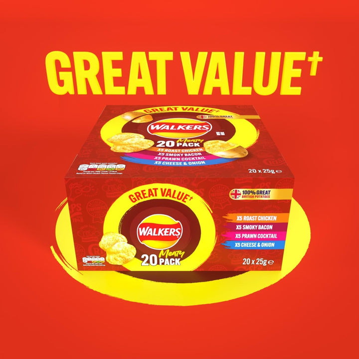 Walkers Meaty Variety Multipack Crisps 20x25g