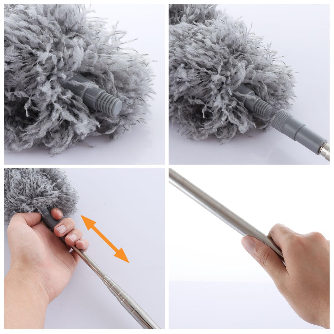 ASelected Extendable Microfiber Duster with 108" Telescoping Stainless Steel Pole