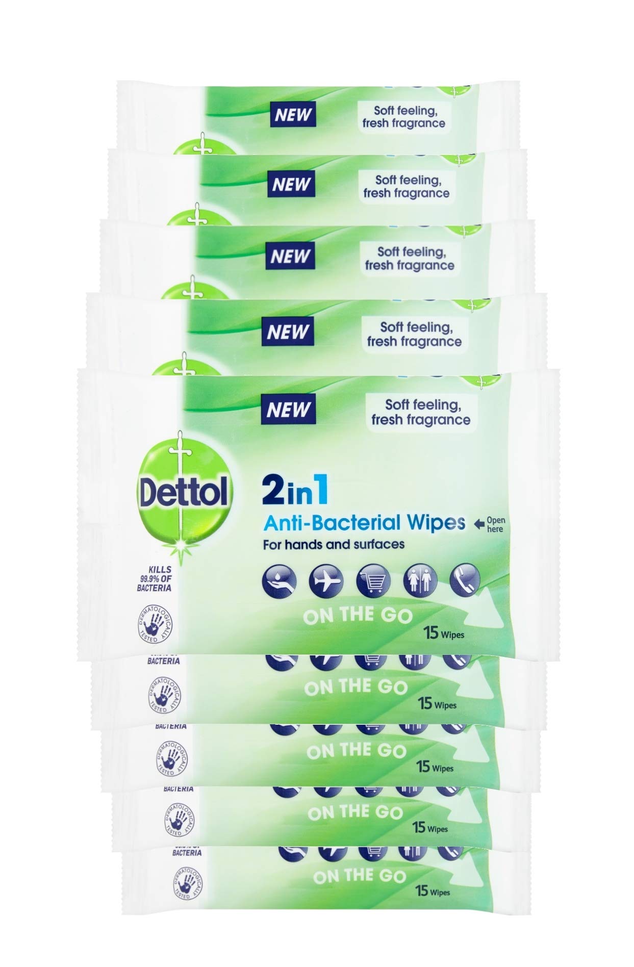 Dettol Antibacterial Hand and Surface Wipes - Kills 99.9% Bacteria | 135 Wipes (9 x 15 Count) 1