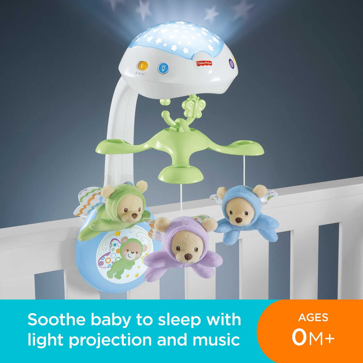 Fisher-Price Butterfly Dreams 3-in-1 Projection Mobile - Cot Mobile, Light Projection and Sound Machine