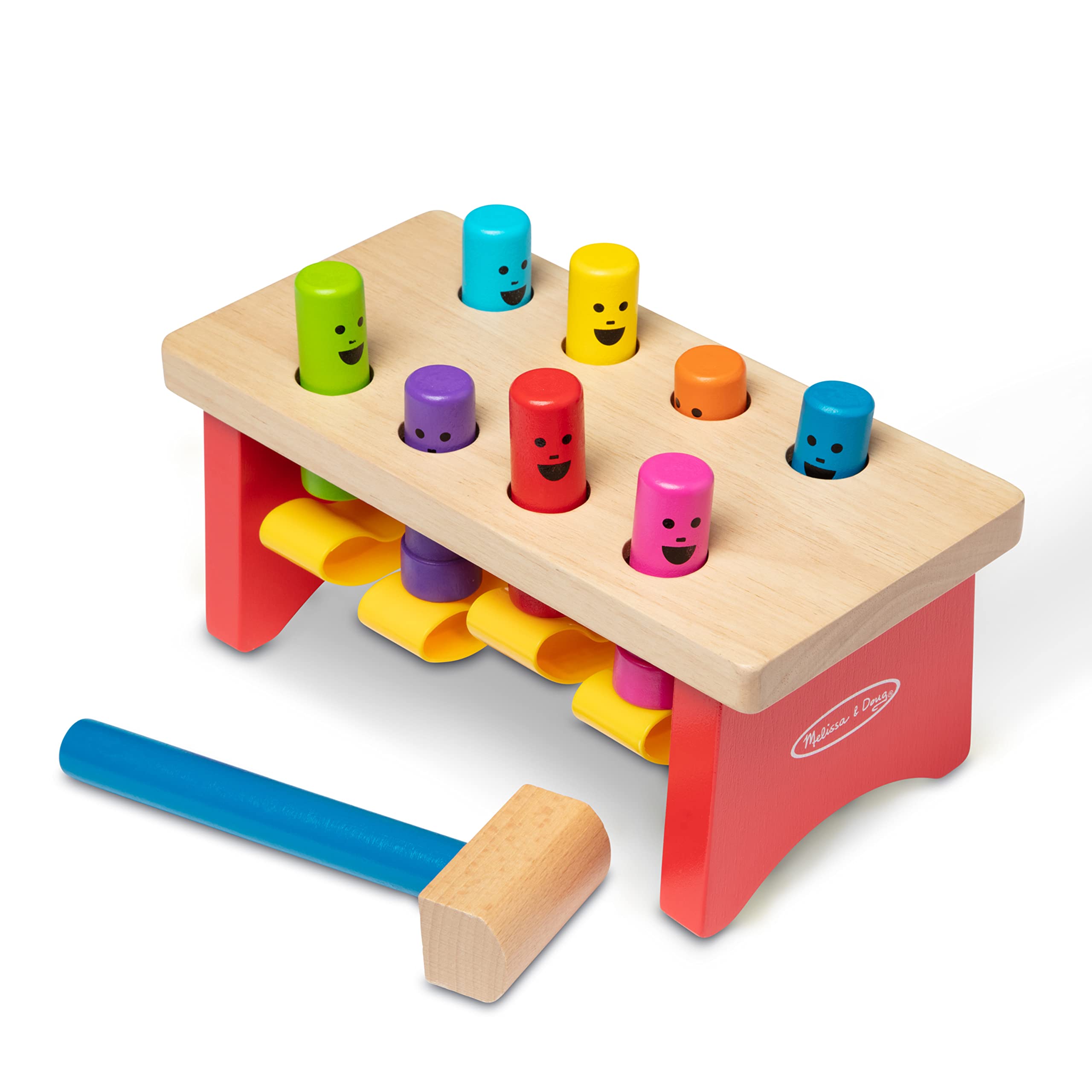 Melissa & Doug Deluxe Pounding Bench - Wooden Motor Skills Toy for Toddlers 2+ 3