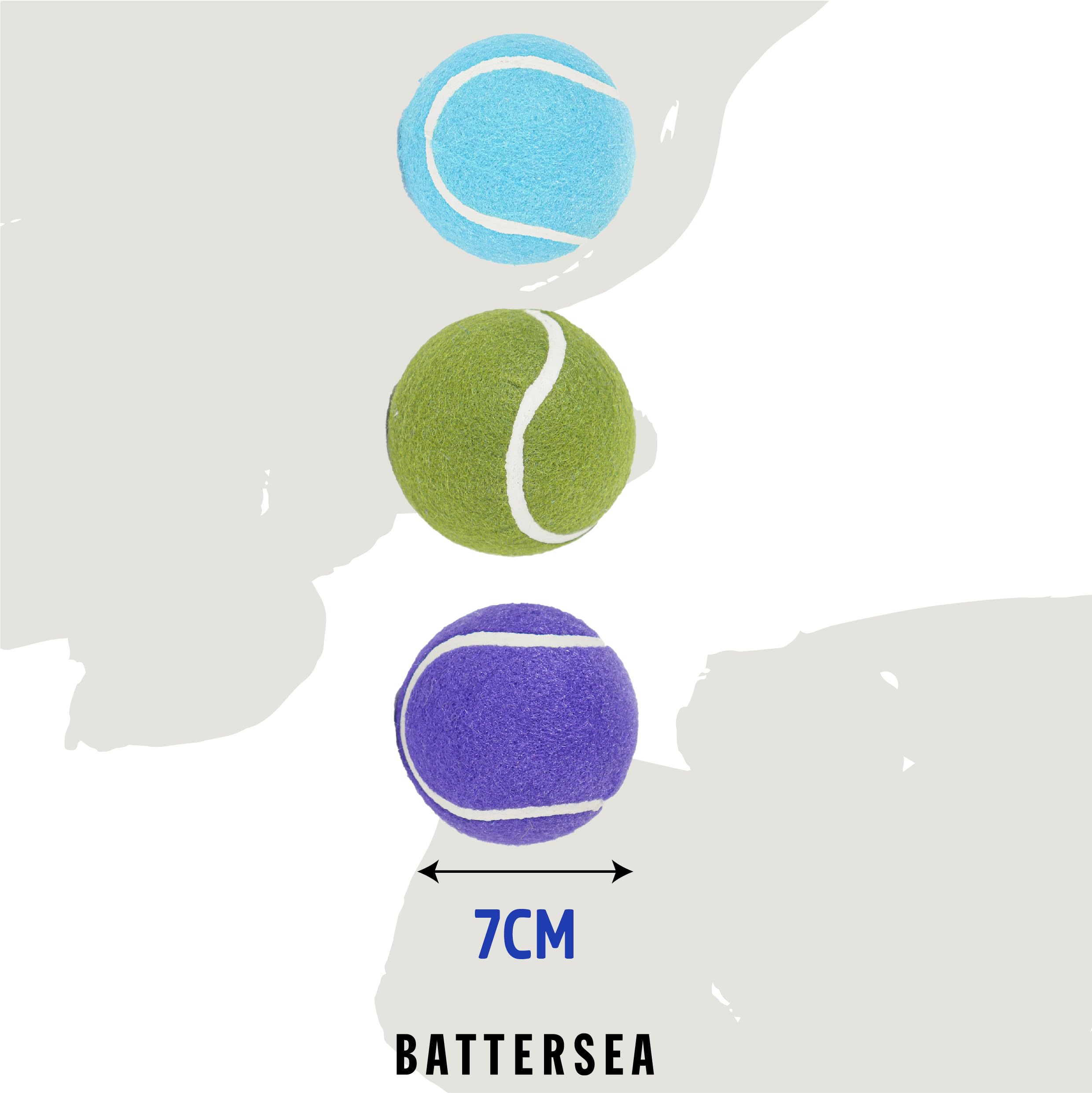 Rosewood Battersea Tennis Balls for Dogs - 3 Pack, Blue & Green, 6.5cm Diameter 3