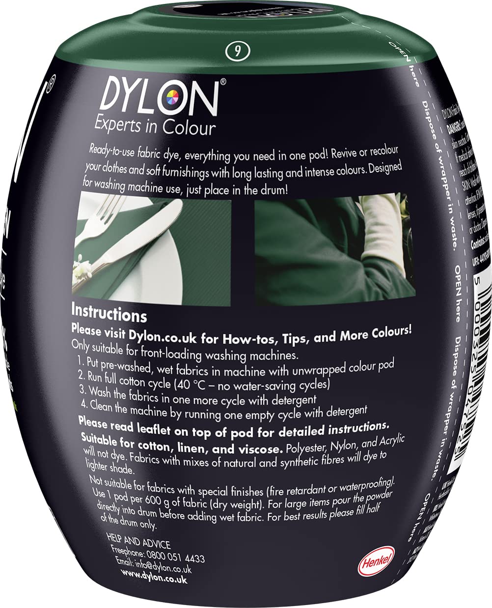 Dylon Washing Machine Fabric Dye Pod - Forest Green | Intense Color | Up to 600g Capacity 2