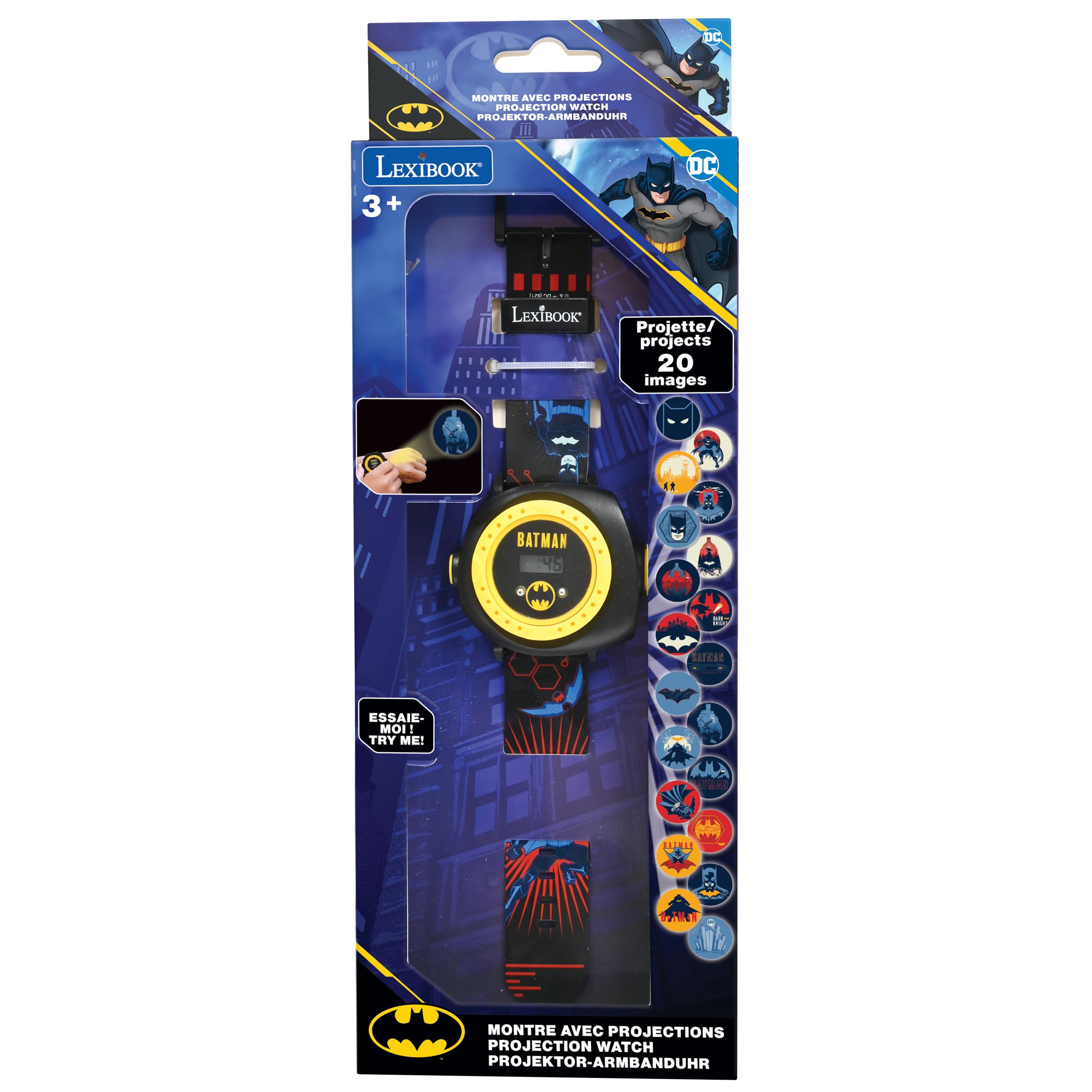 LEXIBOOK Batman Digital Projection Watch for Children Age 3+ | Projects 20 Images | Black/Yellow 9