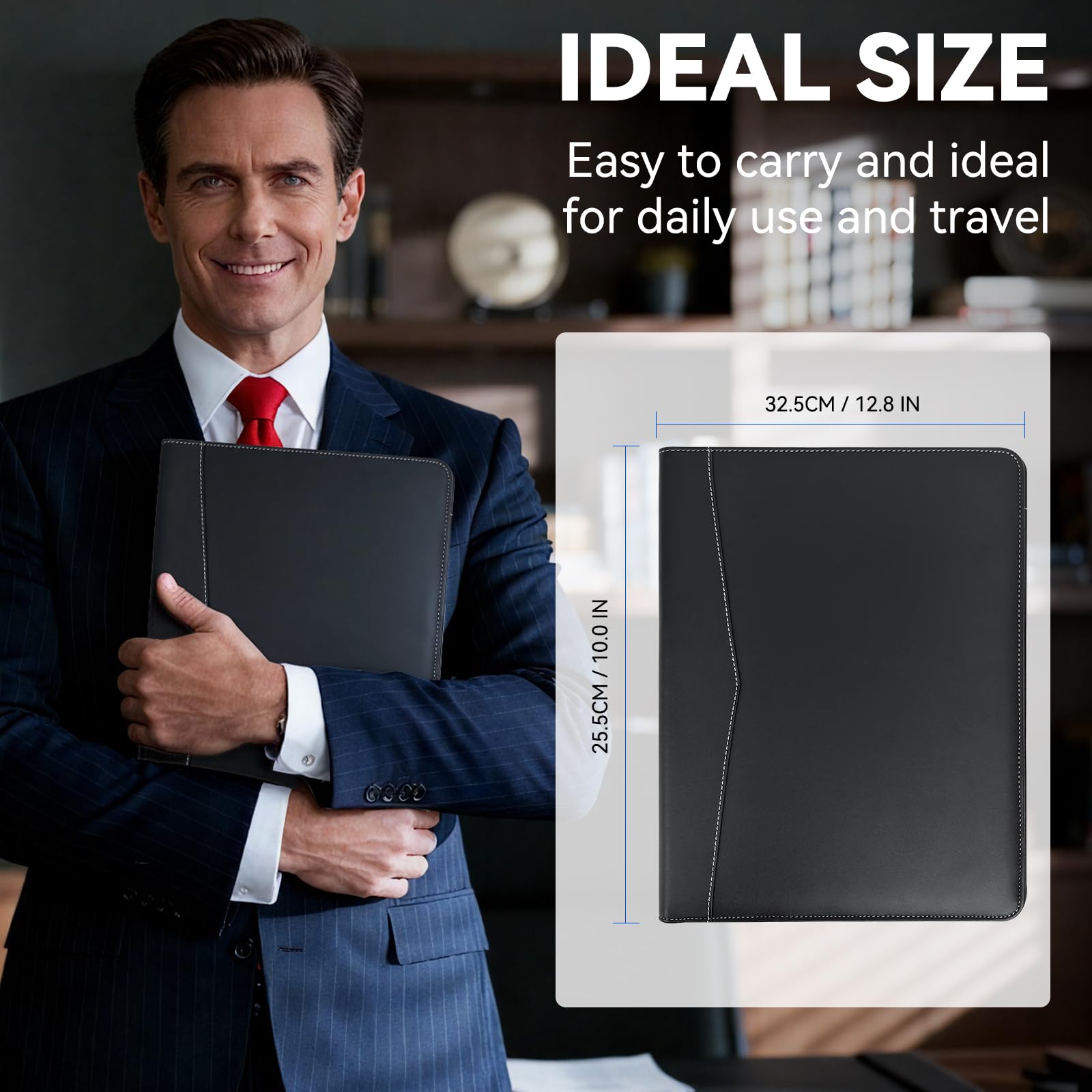 NEWYES Professional Portfolio Folder - A4 Size, Water-Repellent Faux Leather | Black/White 6