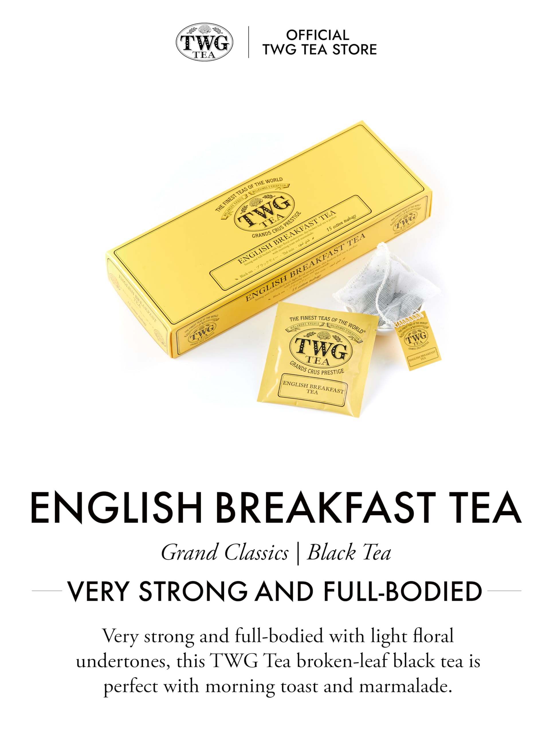 TWG Tea English Breakfast Tea | Black Tea with Floral Undertones | 15 Hand-Sewn Cotton Teabags 2