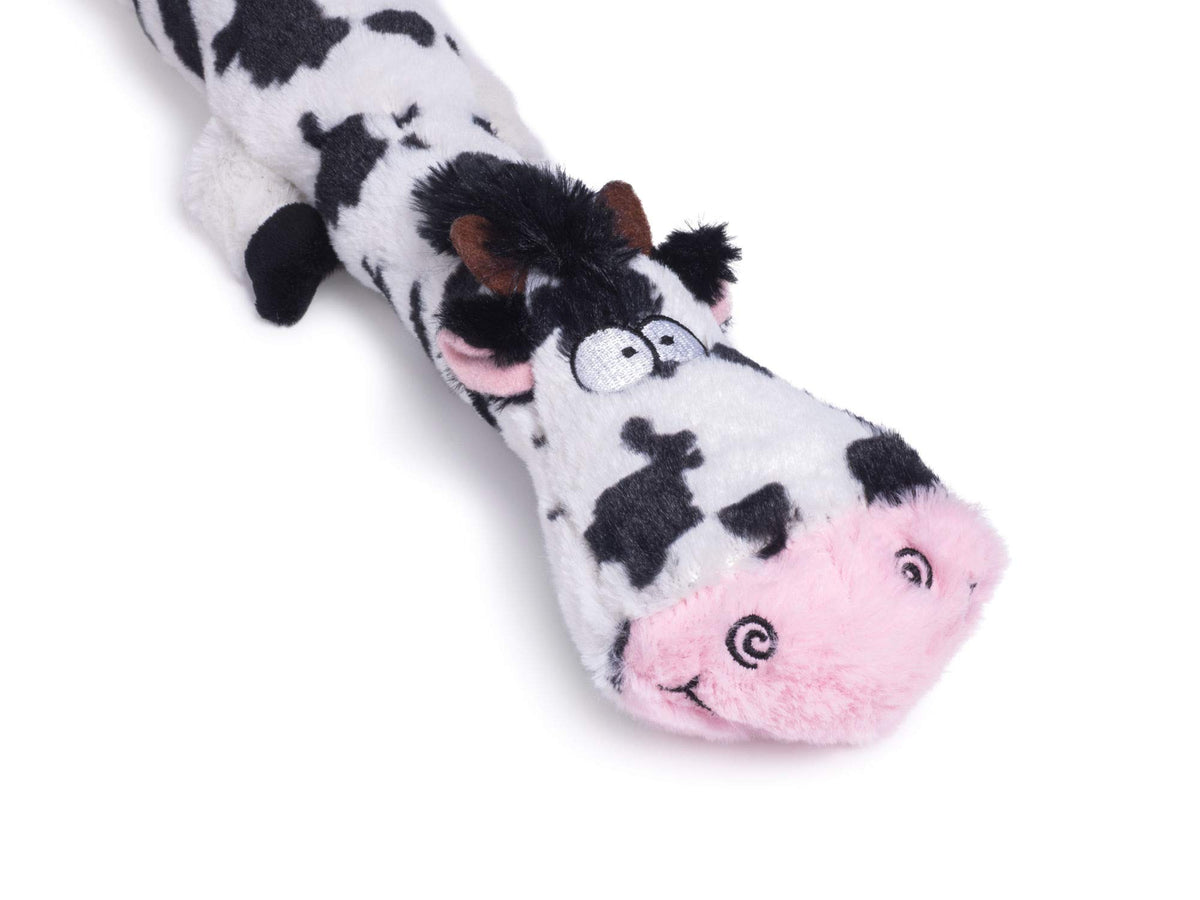 Petface Farmyard Buddies Lazy Moo Dog Toy - Plush Squeaky Toy