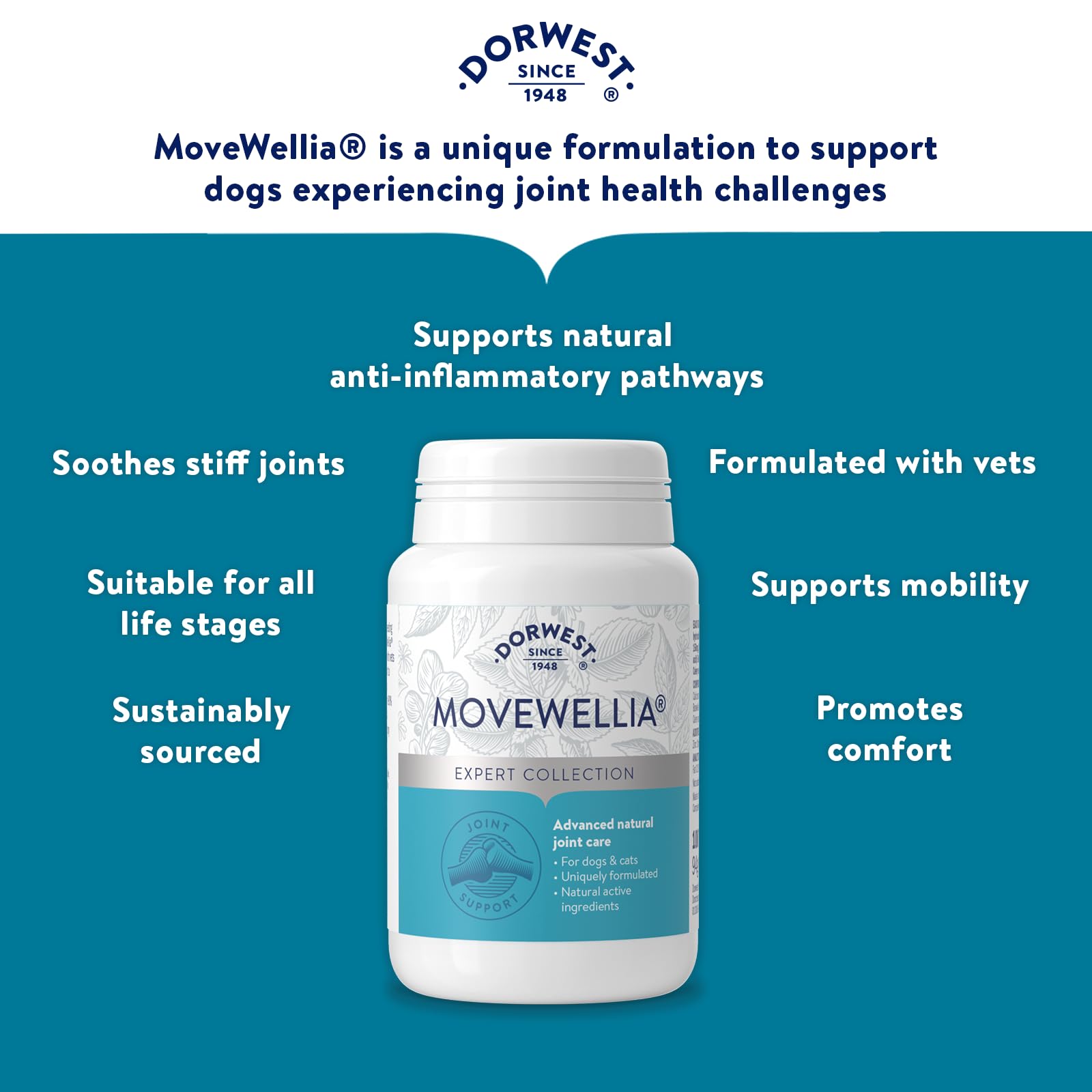 DORWEST HERBS MoveWellia Joint Care Supplement for Dogs and Cats - 100 Tablets 3