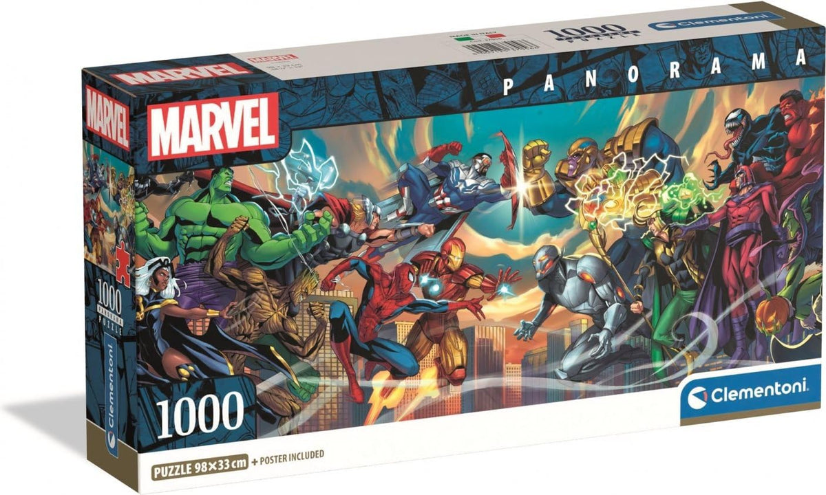 Clementoni Marvel Heroes VS Villains Panorama 1000 Piece Jigsaw Puzzle - 98 x 33 cm