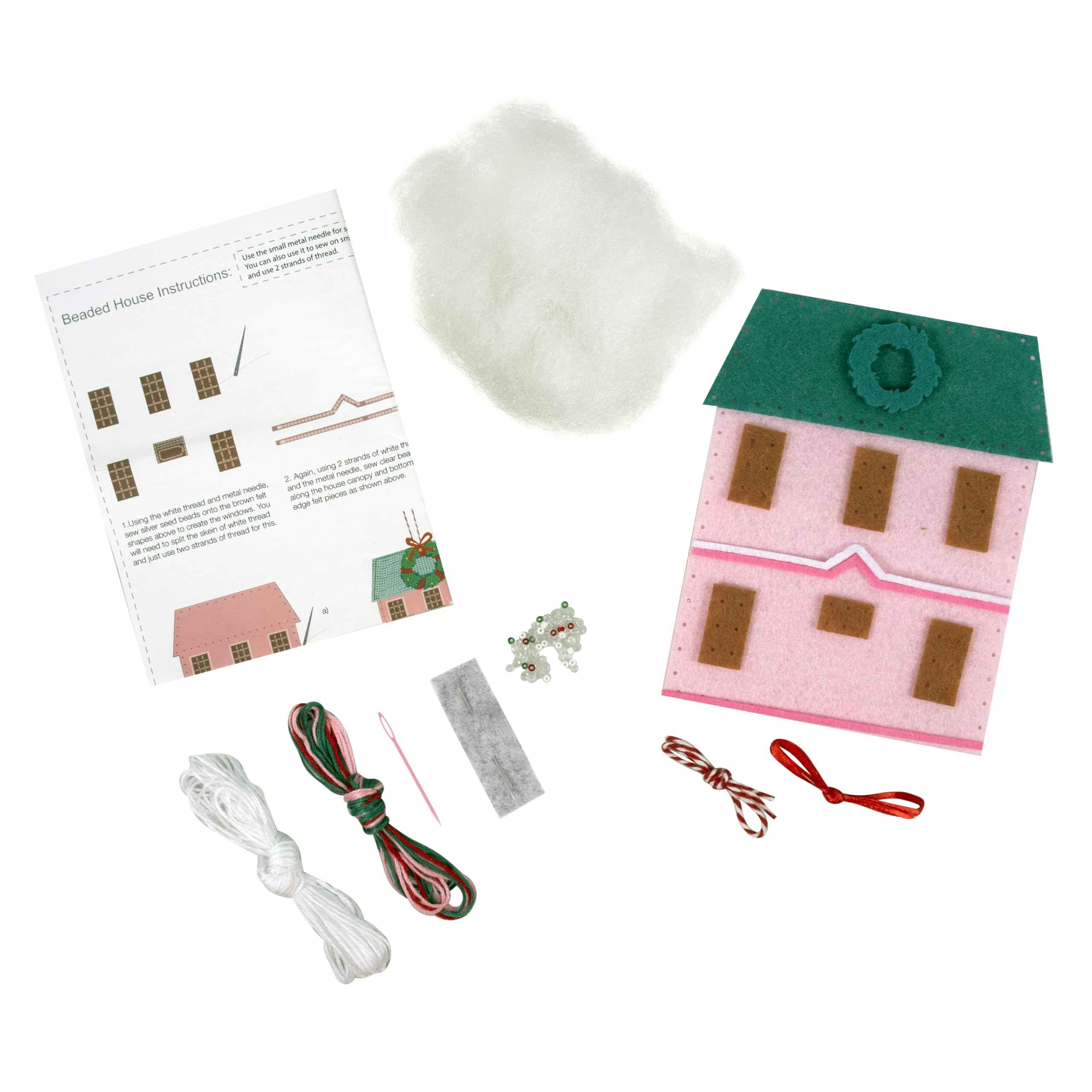 Trimits Christmas Felt Decoration Kit - Beaded House Craft Kit 7