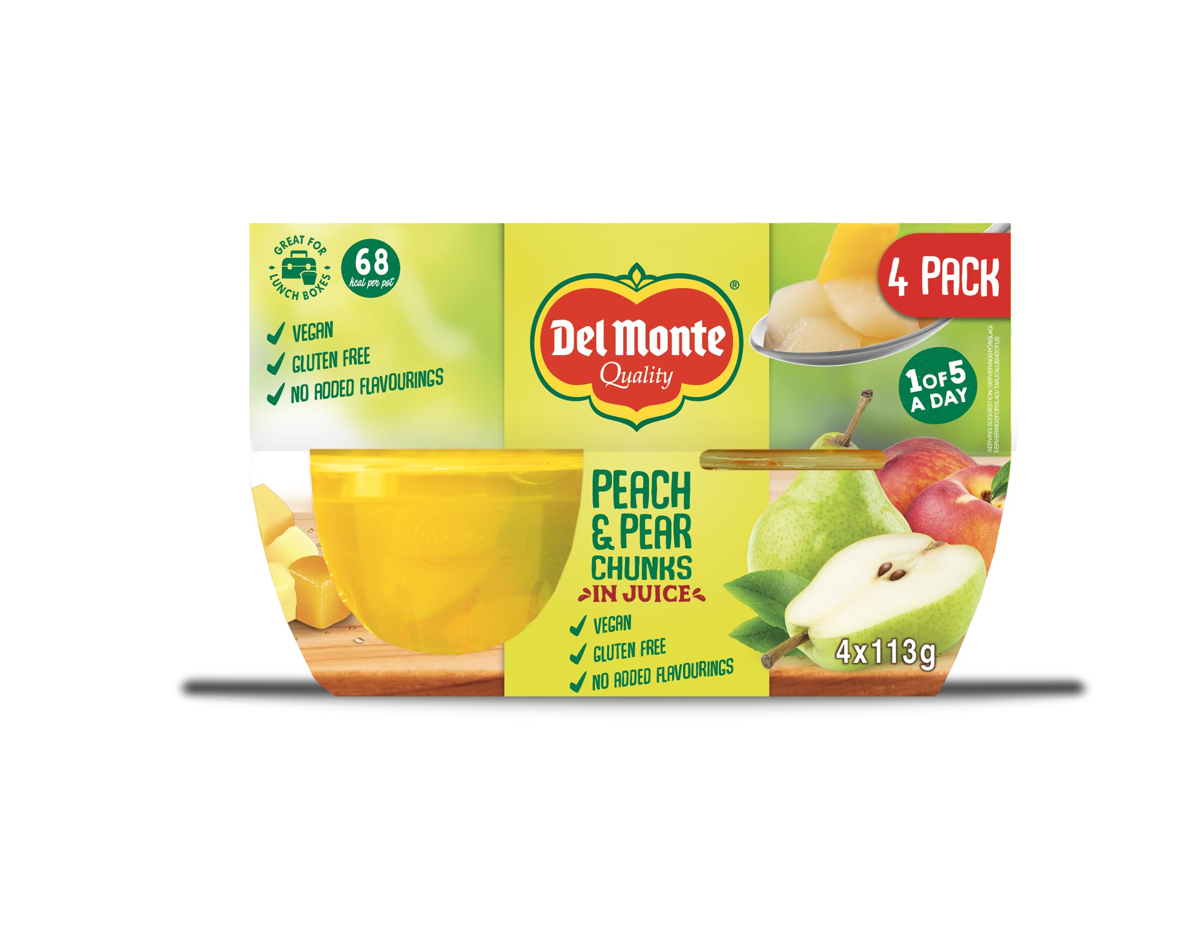 Del Monte Peach & Pear Chunks in Juice Fruit Pot 12 x 113g 1