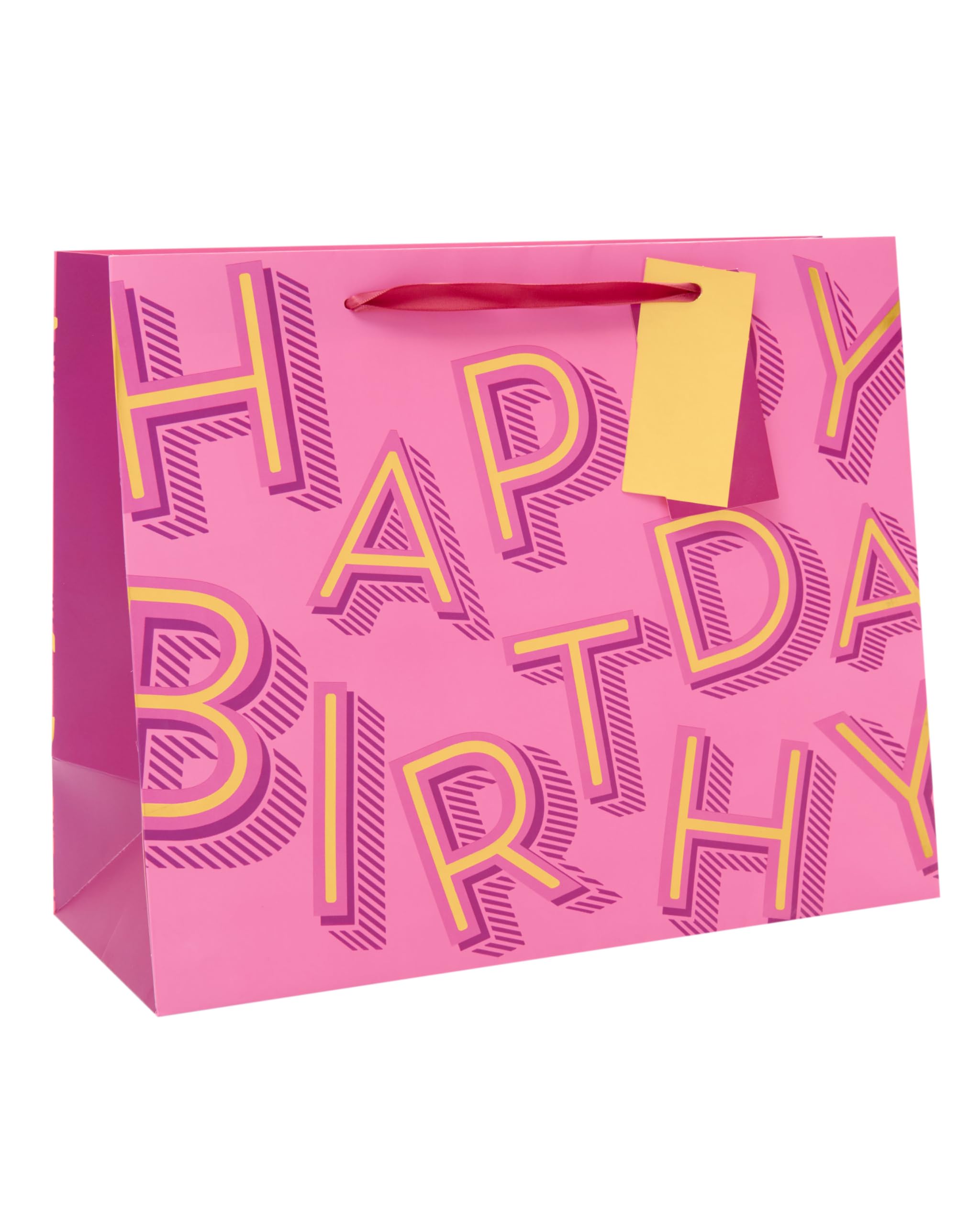 UK Greetings Large Gift Bag for Her/Friend - Pink with Gold Foil Lettering | 33 x 26.7 x 13.7 cm