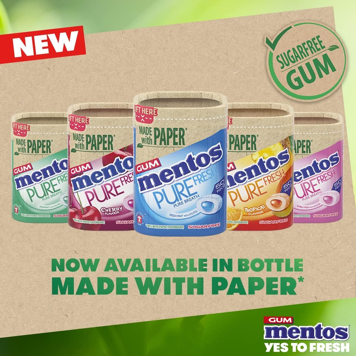 MENTOS PURE FRESH Sugar-Free Chewing Gum - Spearmint Liquid Filled | 6 Pack (730g Total) 4