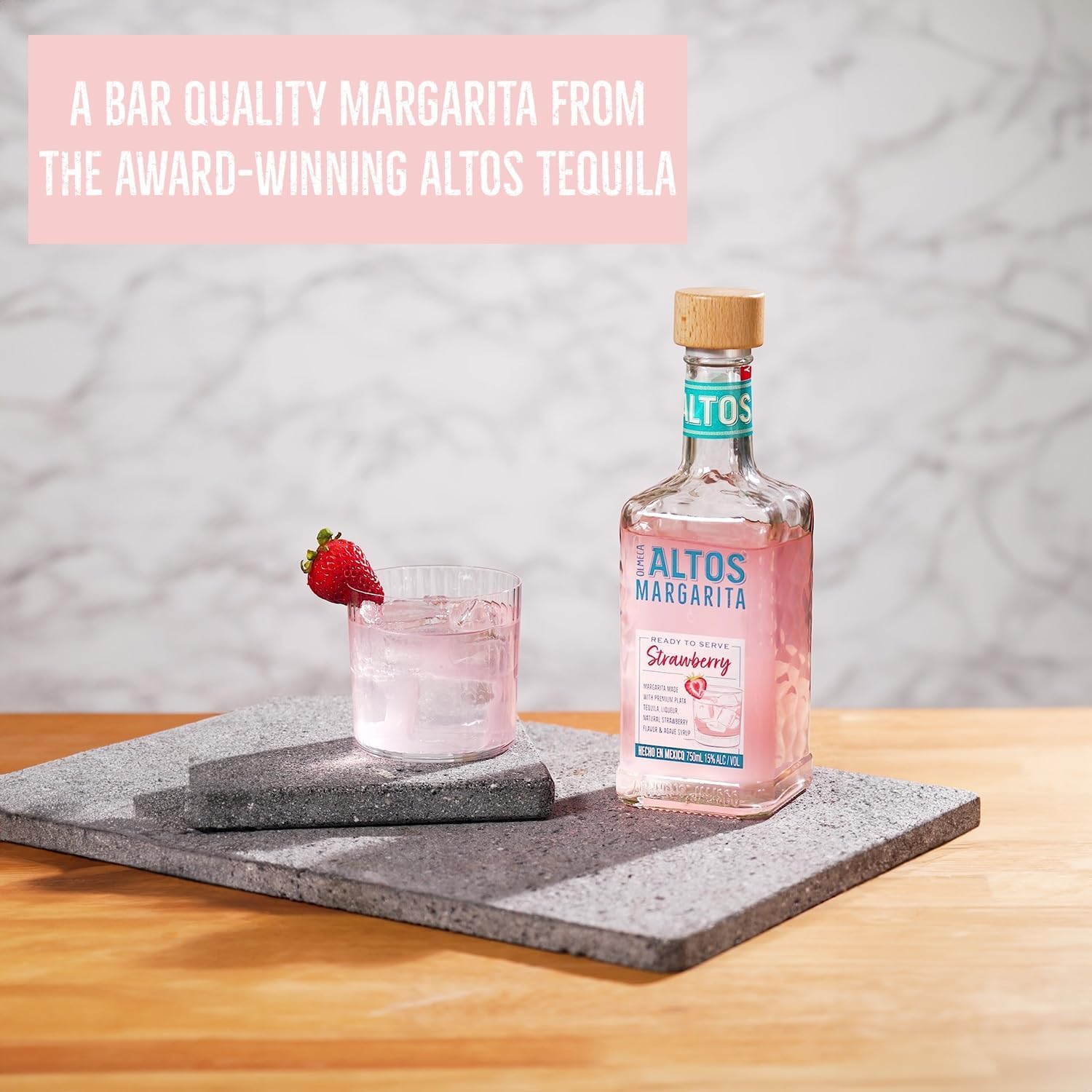 Olmeca Altos Strawberry Margarita Ready to Serve Tequila Cocktail | 14.9% ABV | 75cl 2