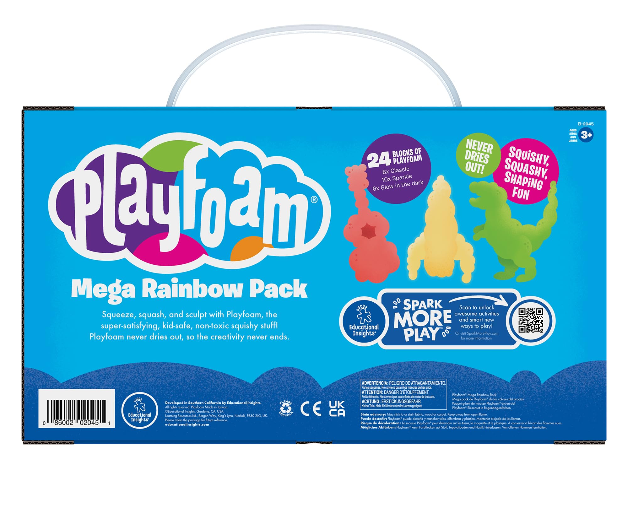 Educational Insights Playfoam Mega Rainbow Pack - Never Dries Out Sculpting Toy | 24 Bricks | Ages 3+ 4