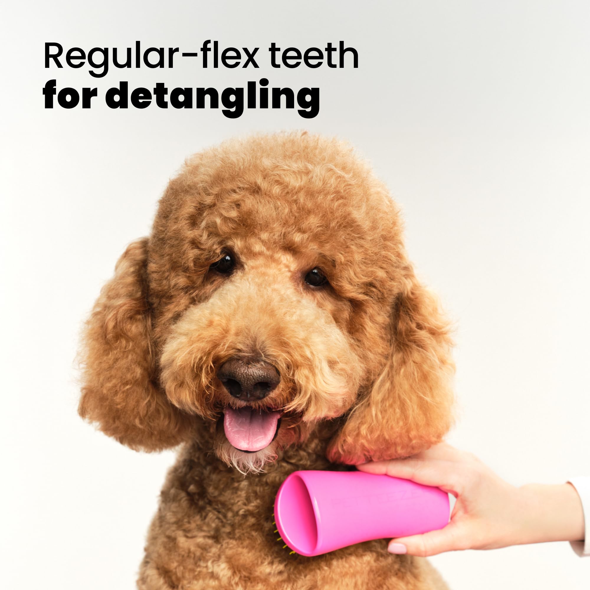 Pet Teezer Large Detangling Dog Grooming Brush - Pink & Yellow | Gentle Wet/Dry Use 4