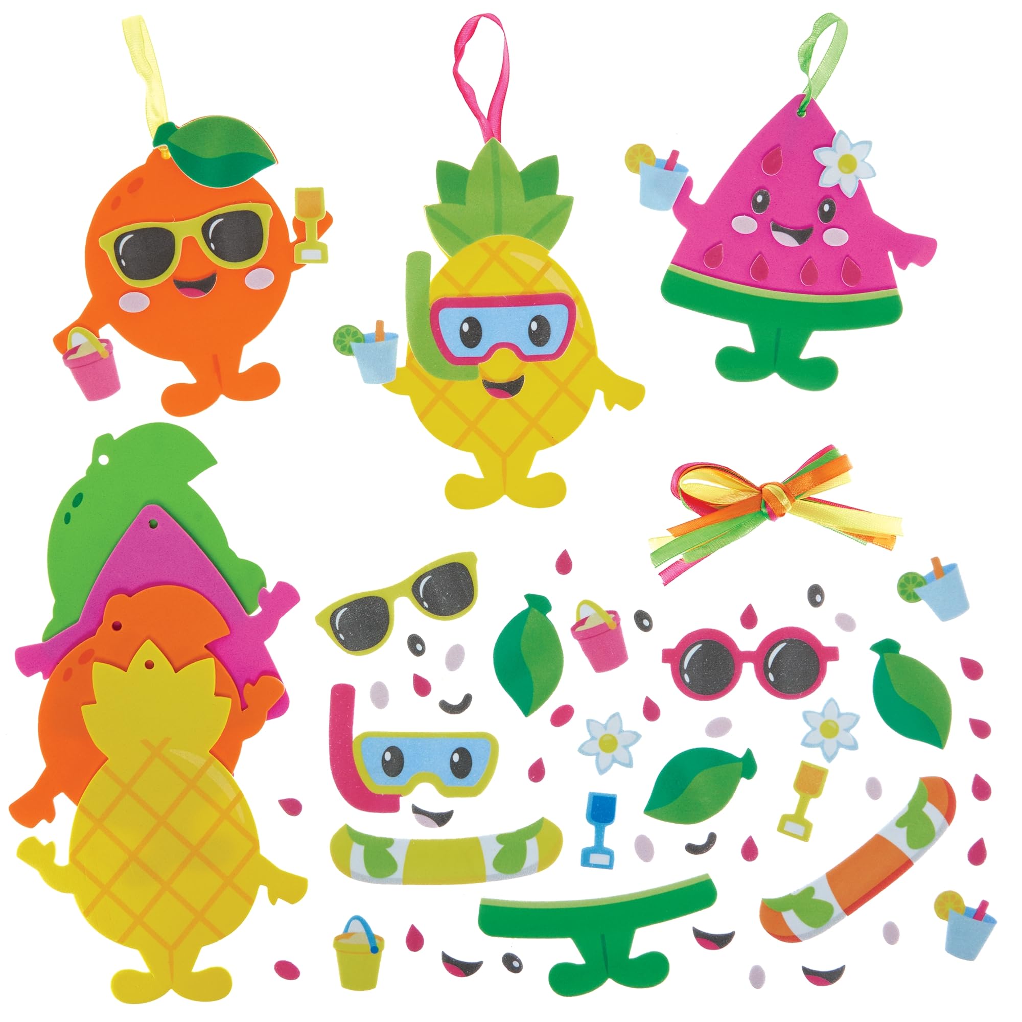 Baker Ross Summer Fruit Mix & Match Decoration Kits - Pack of 8 Foam Craft Kits 1