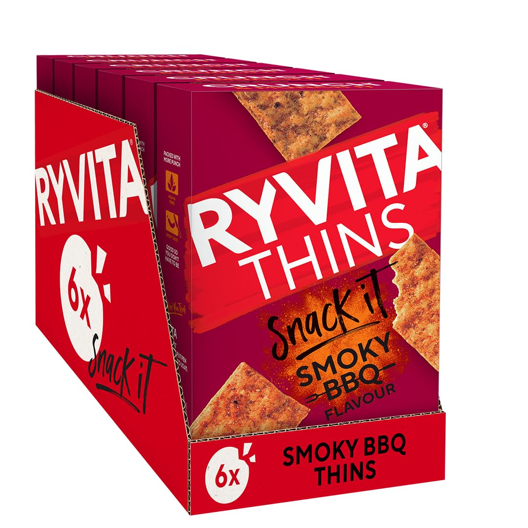 Ryvita Thins Snack It Smoky BBQ Flavour 125g Pack of 6 1