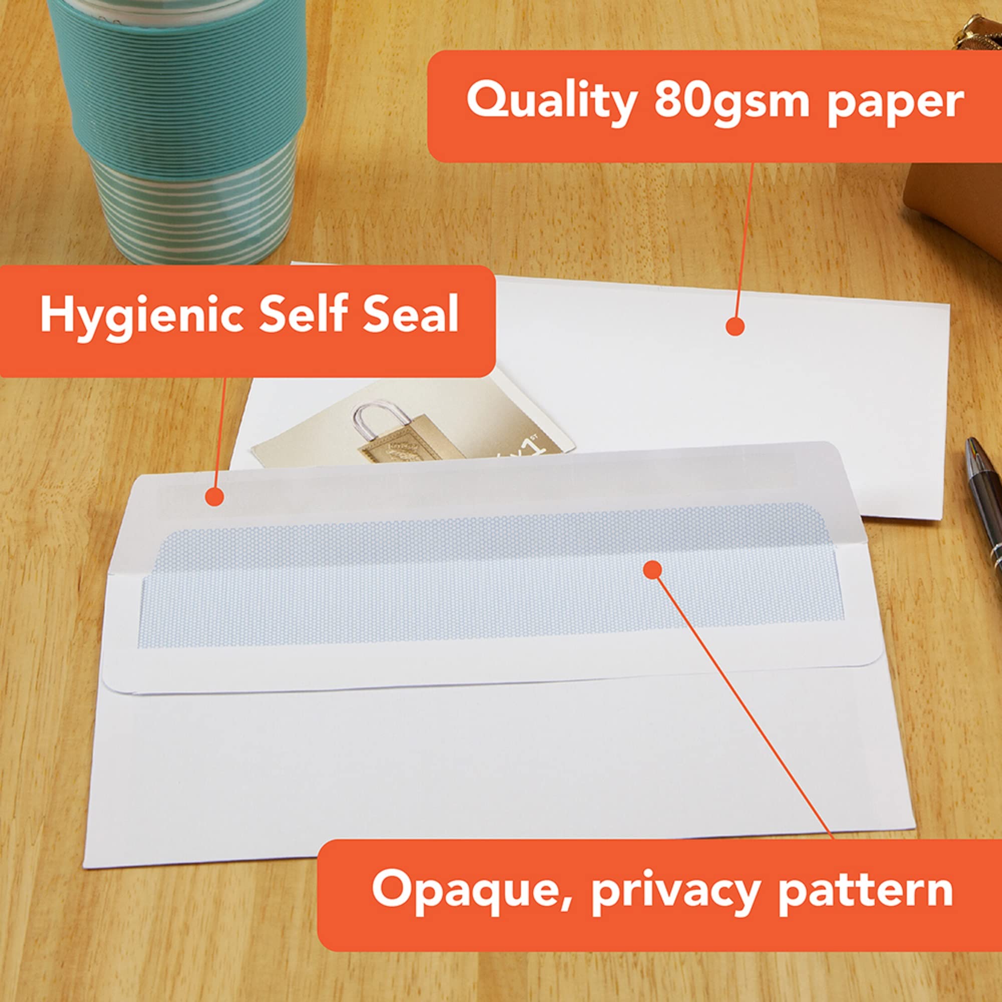 Postmaster DL Envelopes 110 x 220mm 80 GSM Self Seal White 400 Pack 4