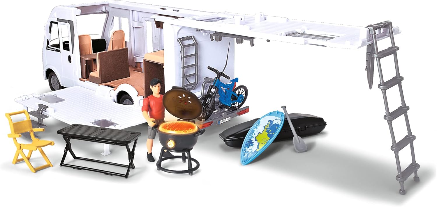 Dickie Toys 203837021 Caravan Playset - 30 cm Folding Camping Trolley with Lights & Accessories (White) 2
